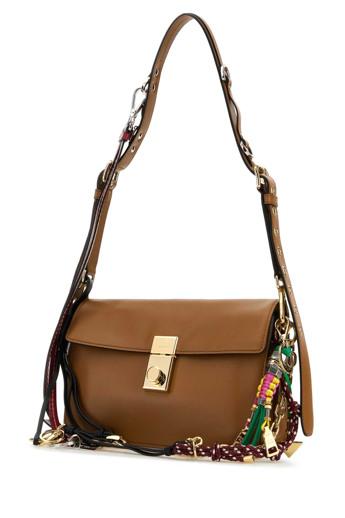 Prada Soft Sound Small Shoulder Bag In Caramel0n