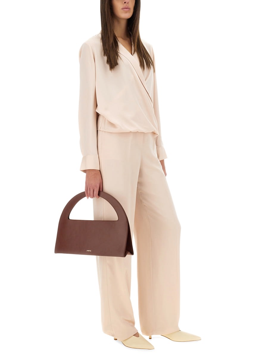 Theory Wide-leg Silk Pants With Comfortable Waistband In Pink