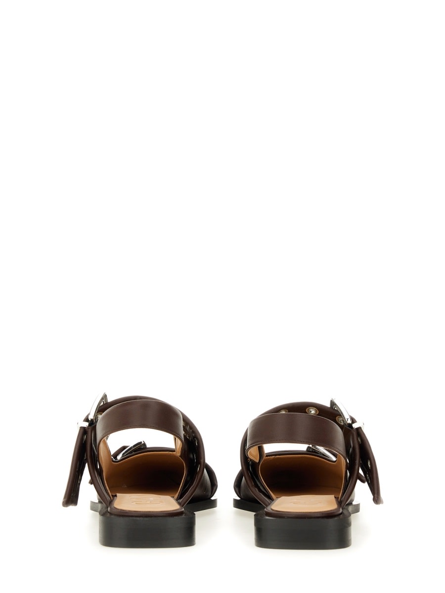 Shop Ganni Ballerina With Buckle In Brown