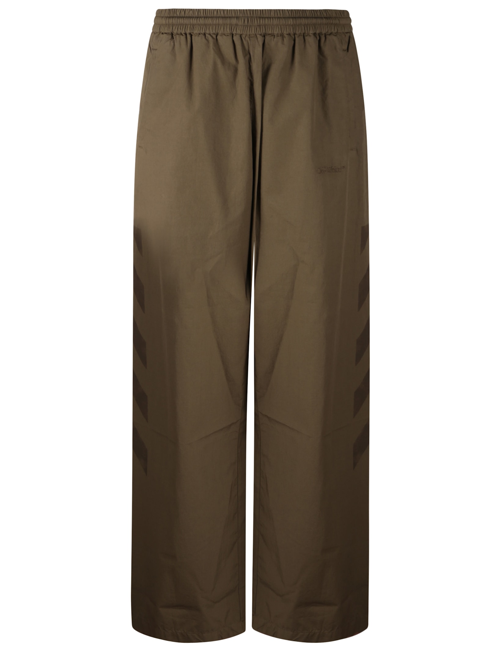 Off-white Straight Trousers Featuring Elastic Waistband In Brown