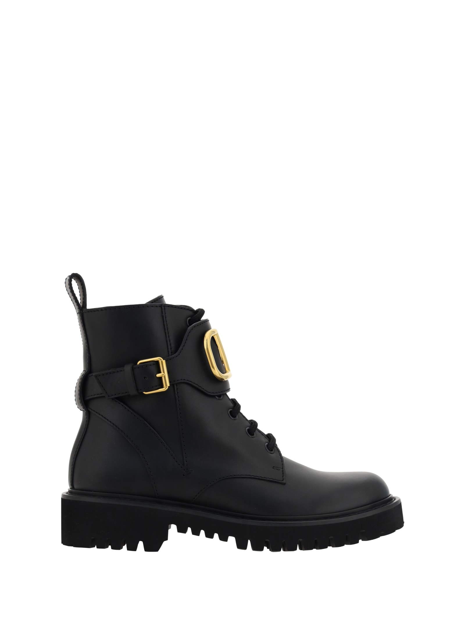 Shop Valentino Vllgo Signature Combat Boots In Nero