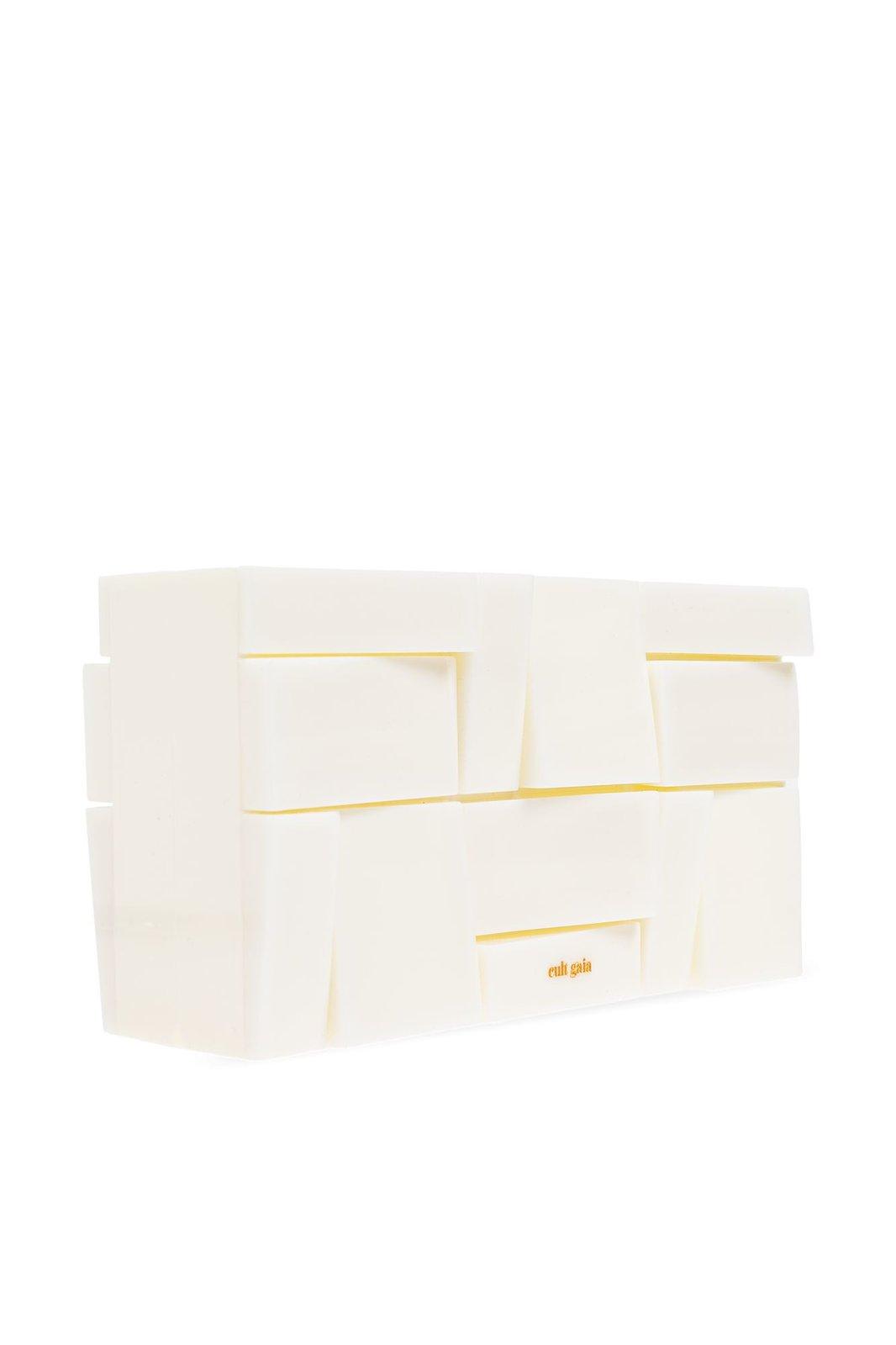 Cult Gaia Galleria Logo Engraved Clutch Bag In White