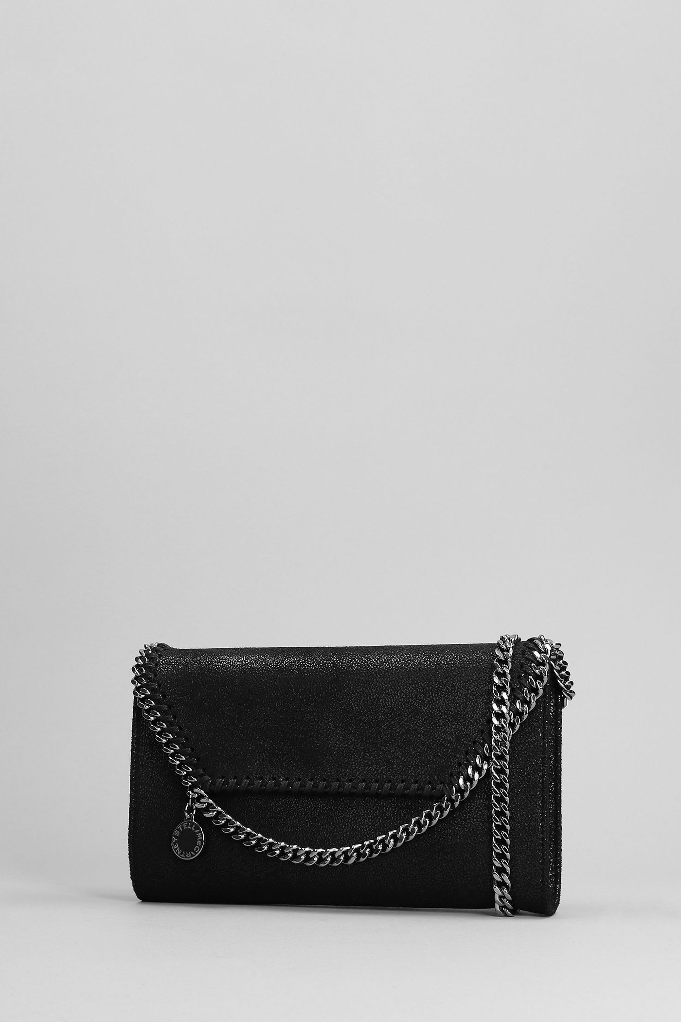 Stella Mccartney Falabella Shoulder Bag In Black Faux Leather In Black