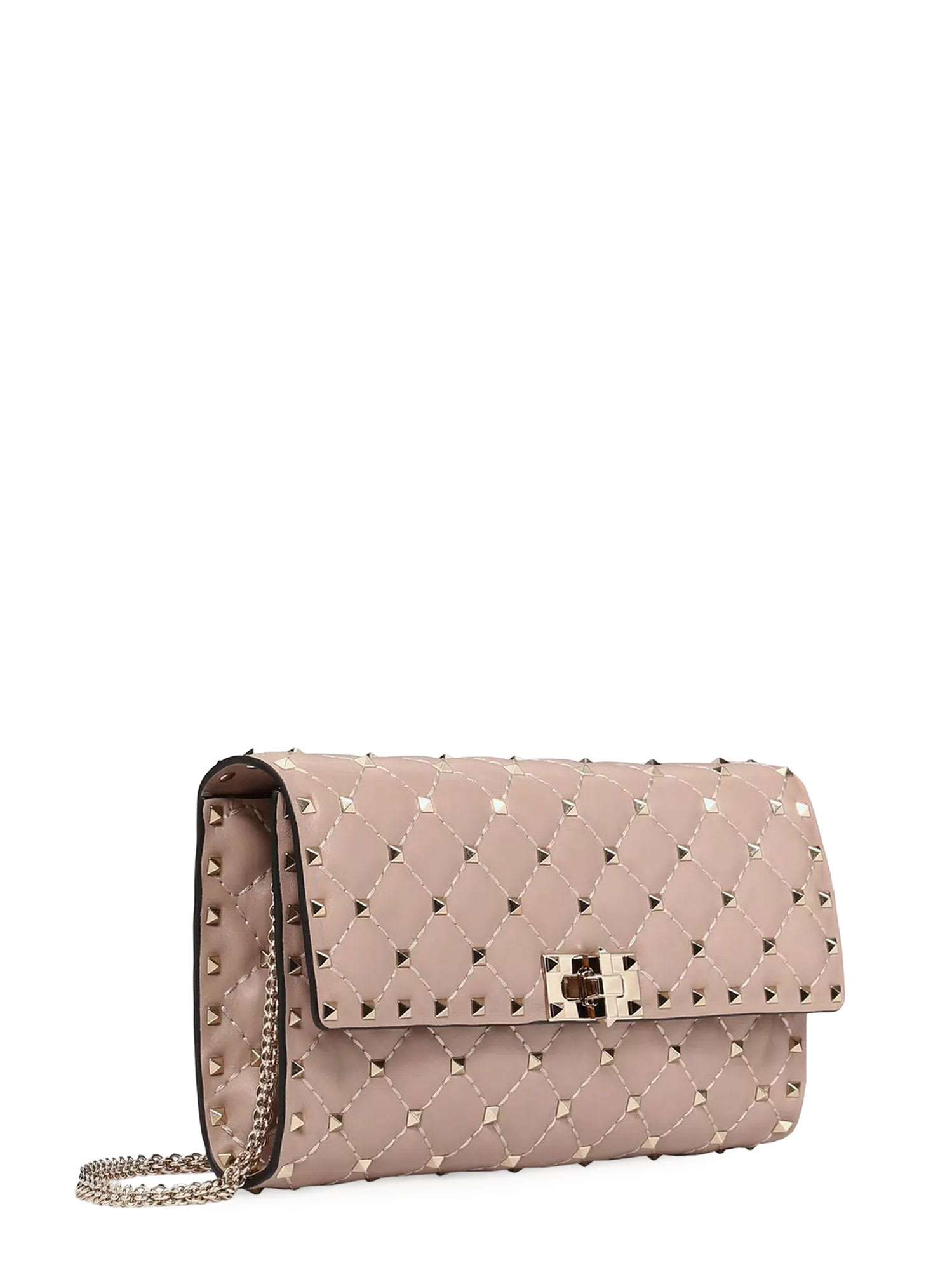 Valentino Garavani Rockstud Spike Nappa Leather Crossbody Clutch Bag Woman Poudre Uni In Pink