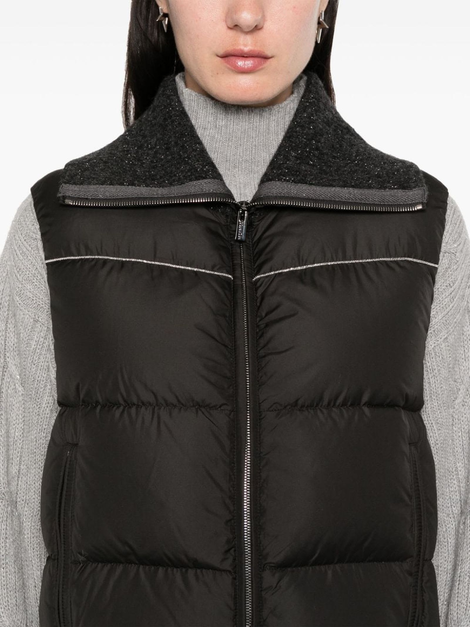 Shop Peserico Black Goose-down Gilet