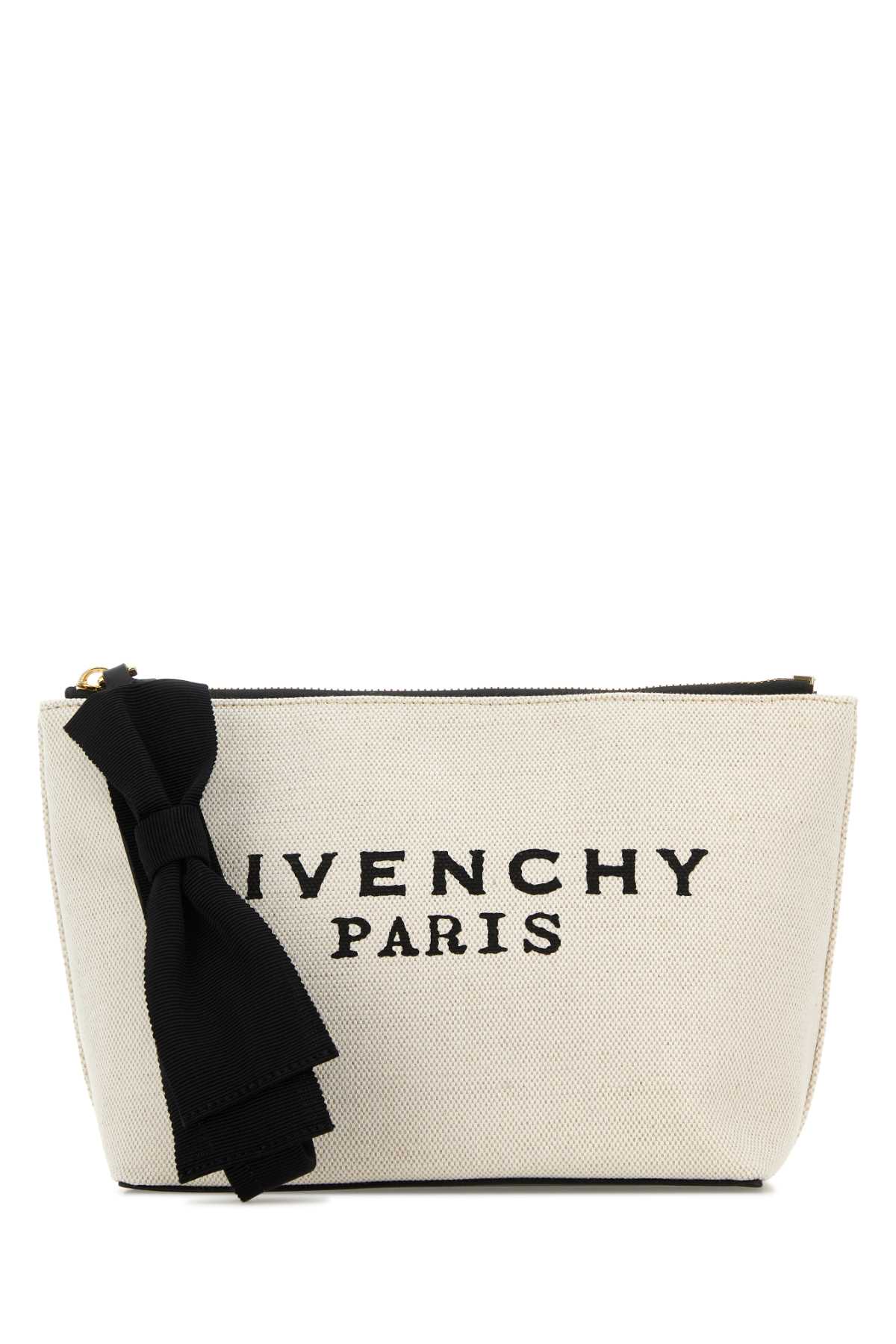Givenchy Ivory Canvas Pouch In Metallic