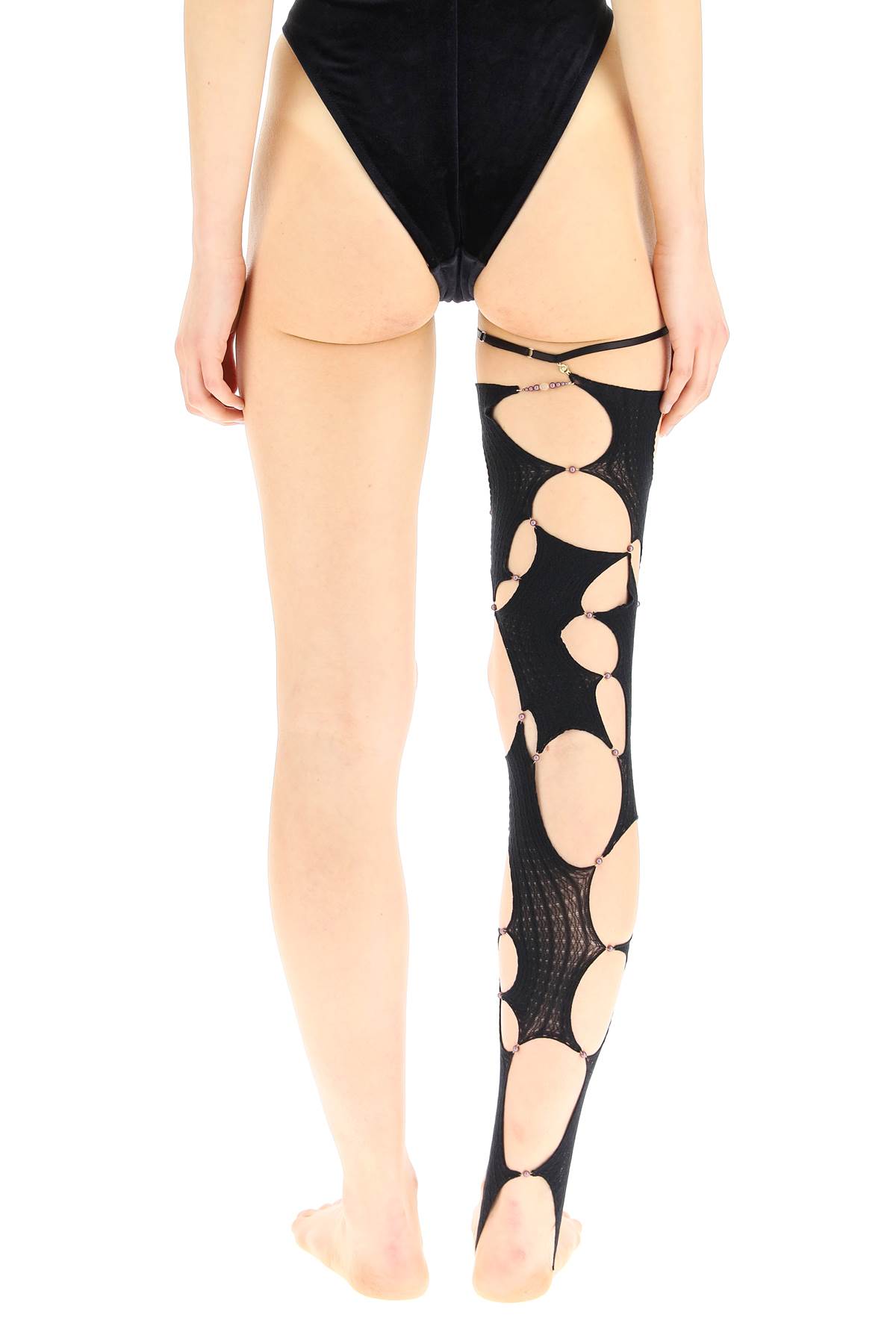 Shop Rui Single Sock With Cut-out And Beads In Onyx (black)