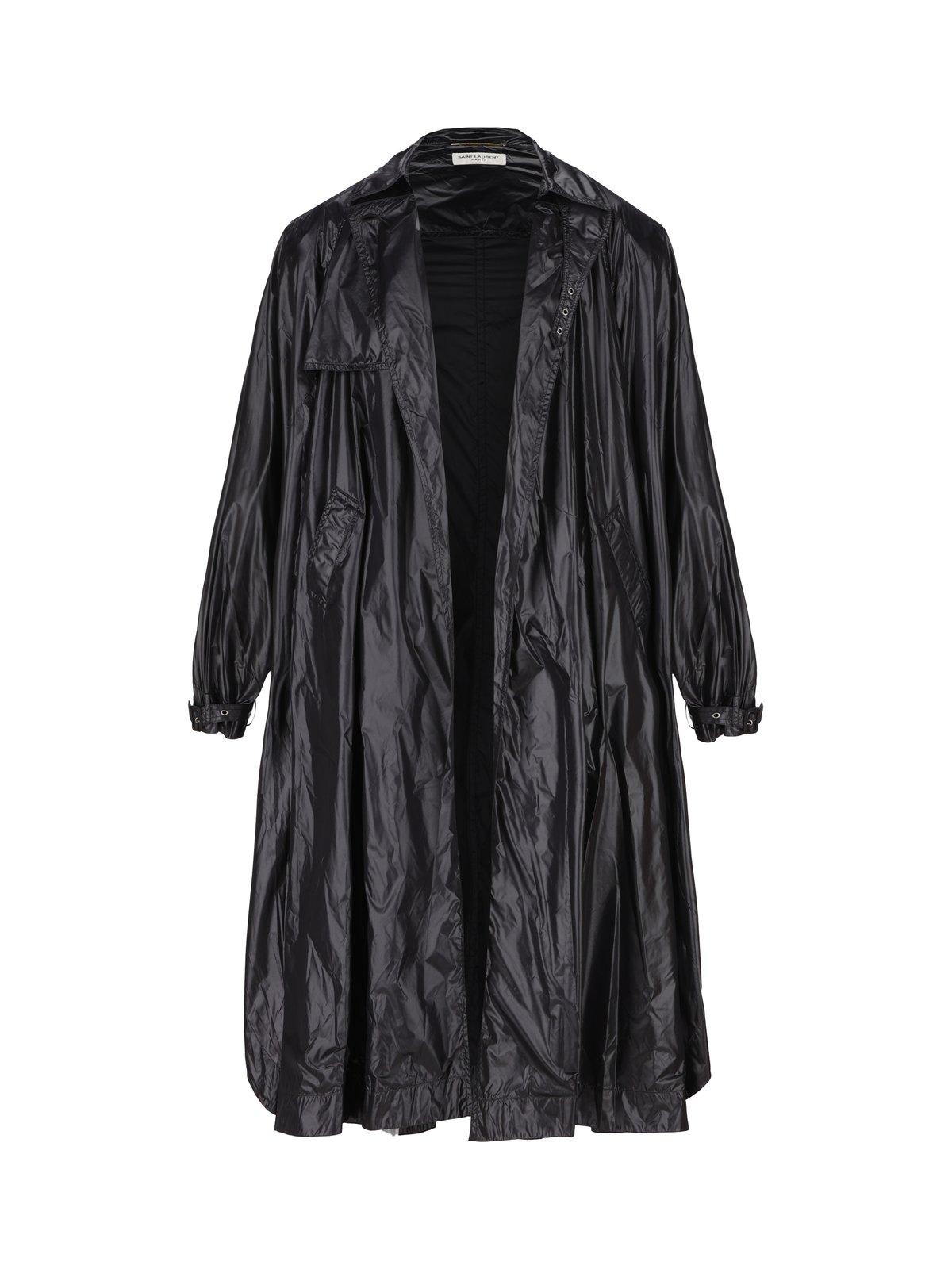 Saint Laurent Long-sleeved Padded Coat In Black