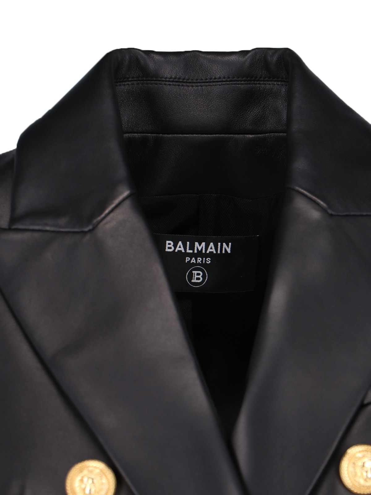 Shop Balmain Leather Blazer In Black