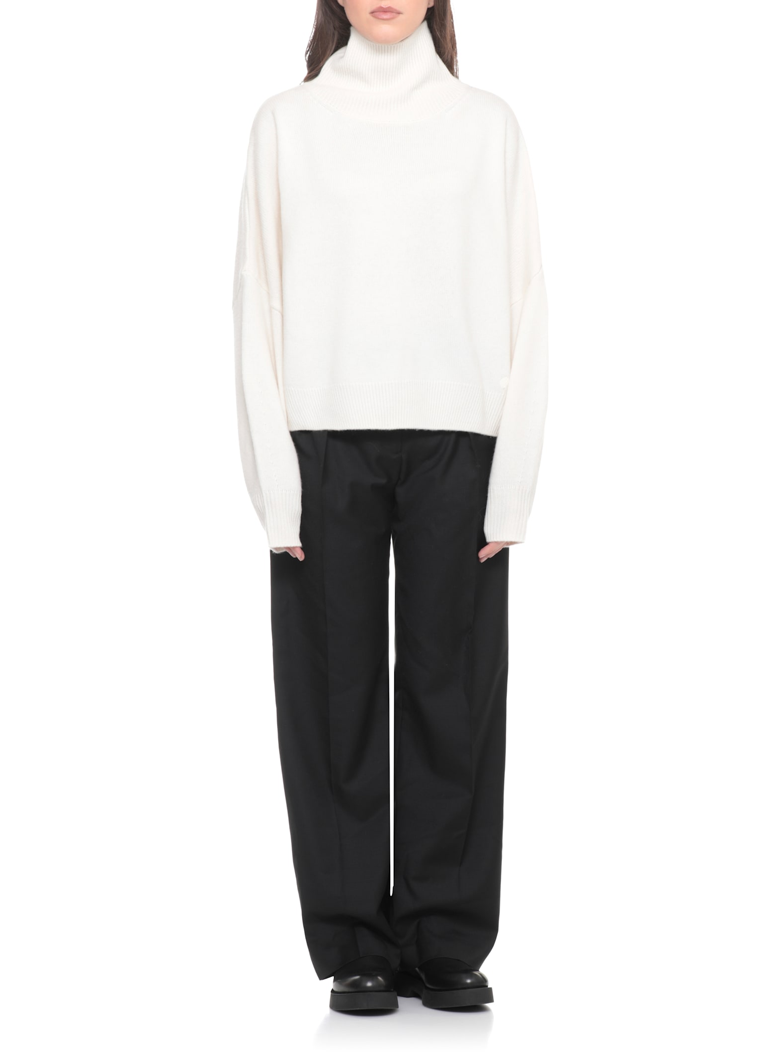 Loulou Studio Luke Stand Collar Wool Sweater In White