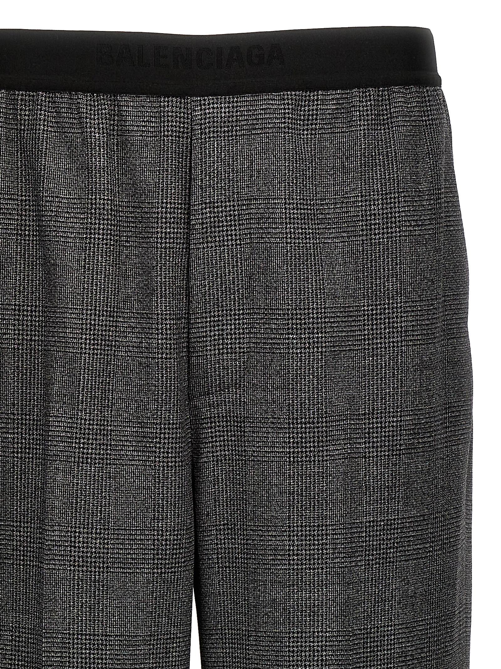 Shop Balenciaga Check Wool Trousers In Gray