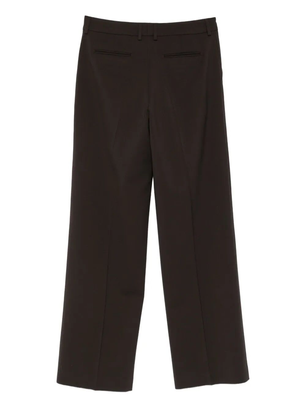 Pt Torino Dark Brown Tailored Trousers With Structured Silhouette In Brown