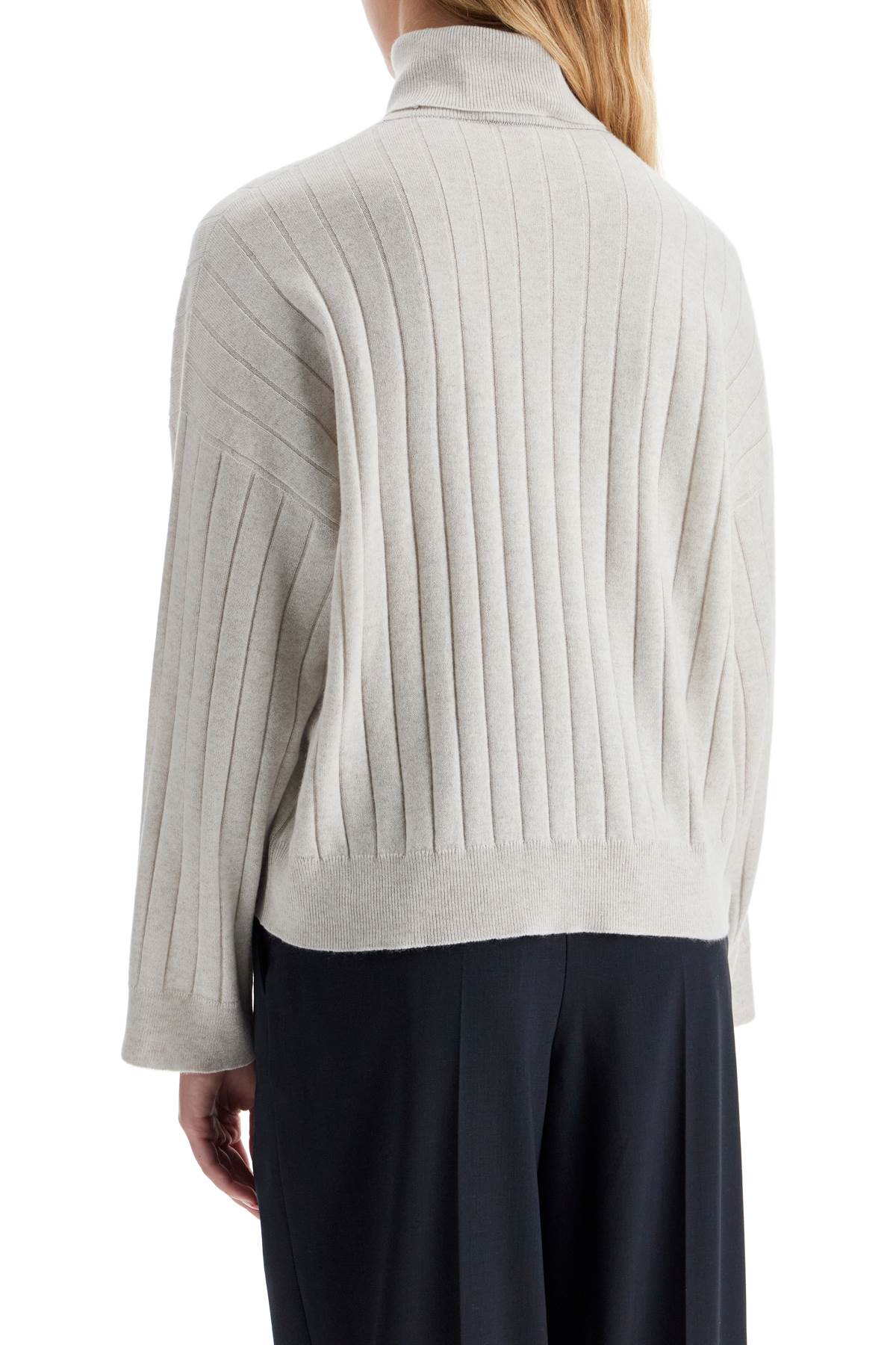 Shop Brunello Cucinelli High-neck Cashmere Pullover Sweater In Madreperla (beige)