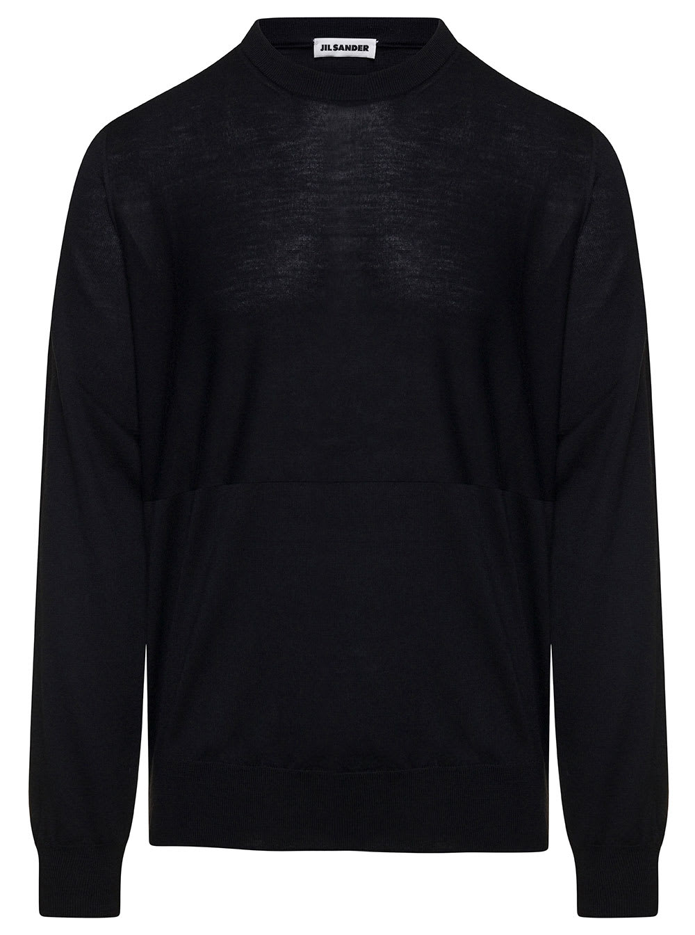 Shop Jil Sander Black Crewneck Sweater With Long Sleeves In Wool Man