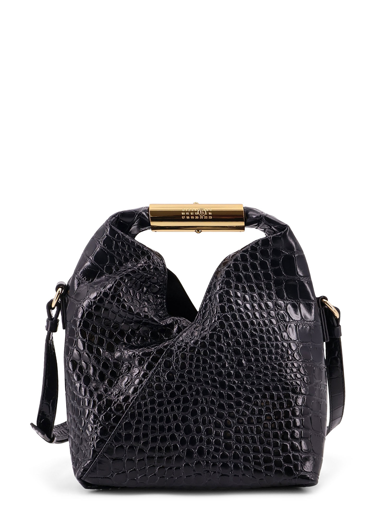 Mm6 Maison Margiela Japanese Leather Shoulder Bag In Black