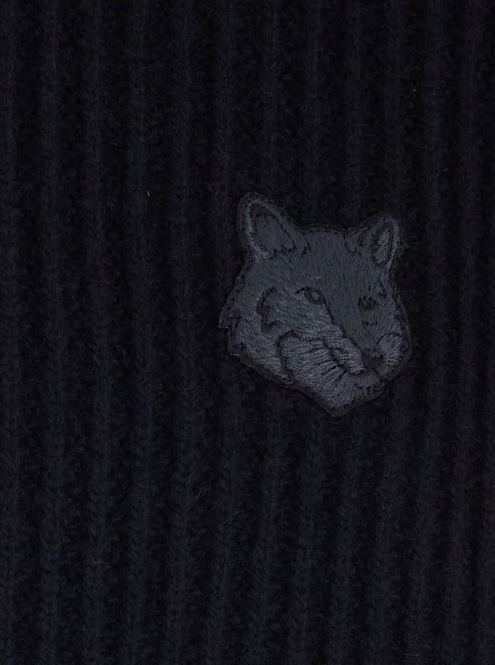 Maison Kitsuné Fox Head Wool Ribbed Cardigan Clothing In Black