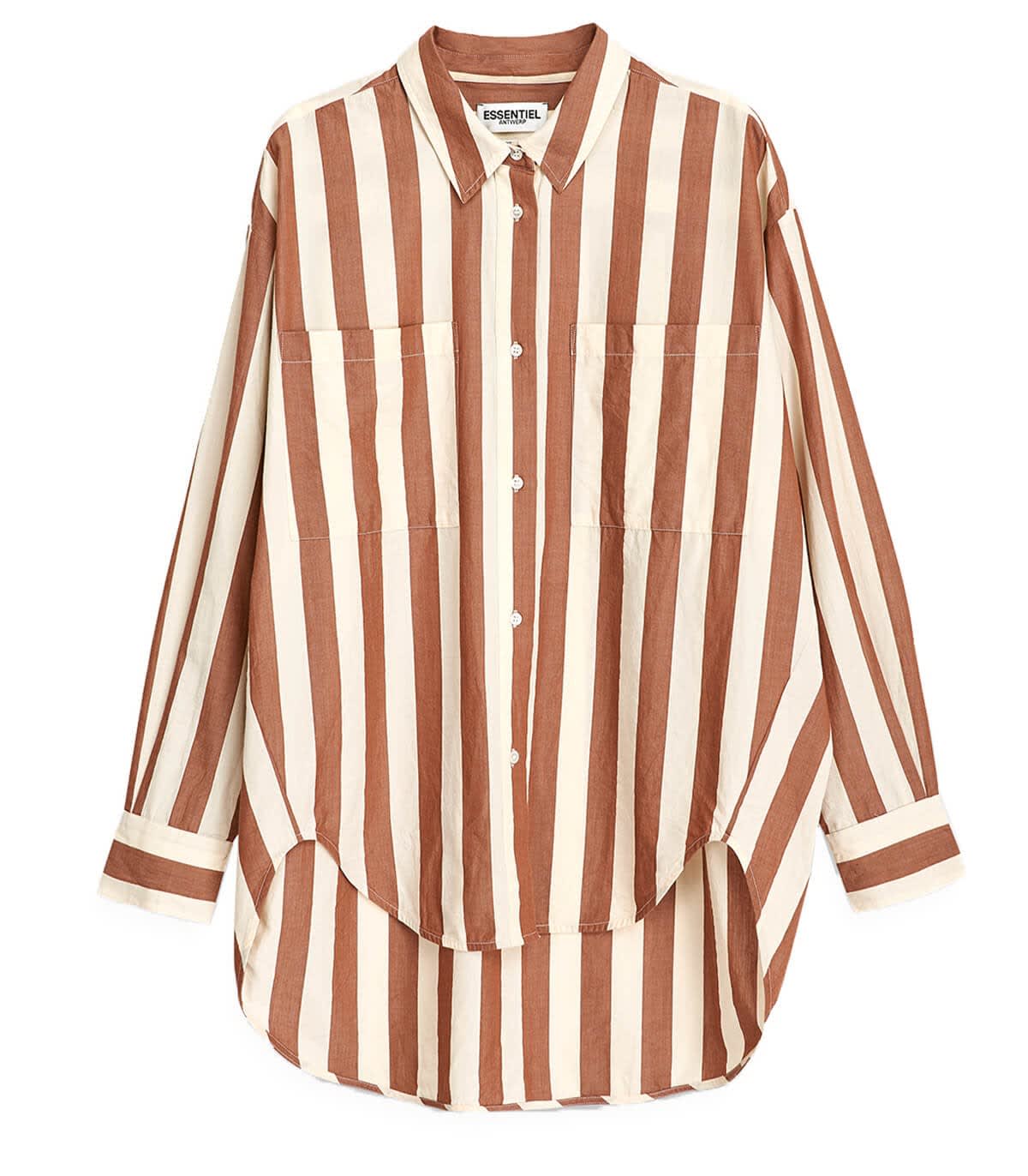 Essentiel Antwerp Binki Brown Cream Striped Shirt