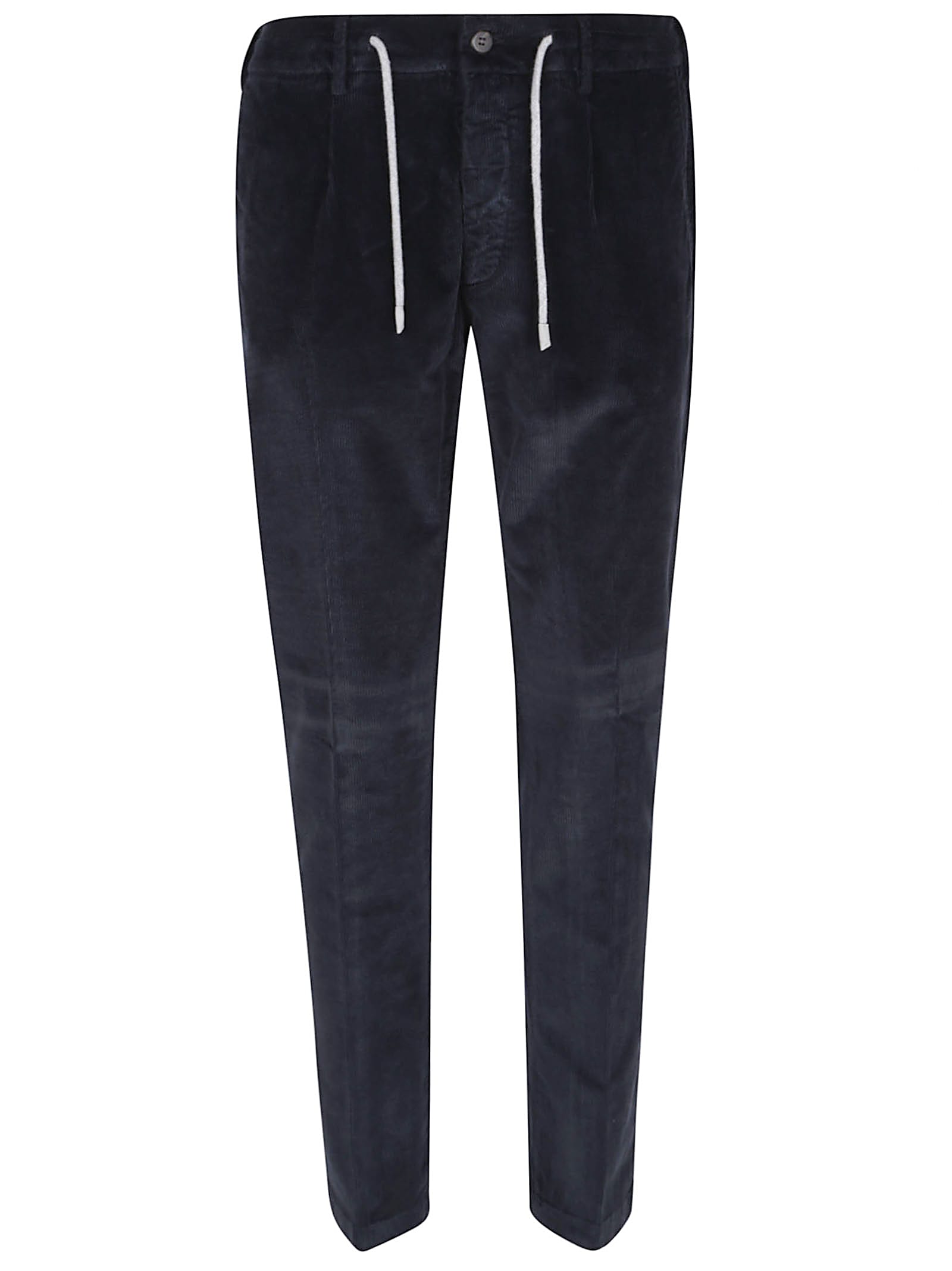 Eleventy Drawstring Waist Tapered Leg Trousers With Back Pockets In Blue