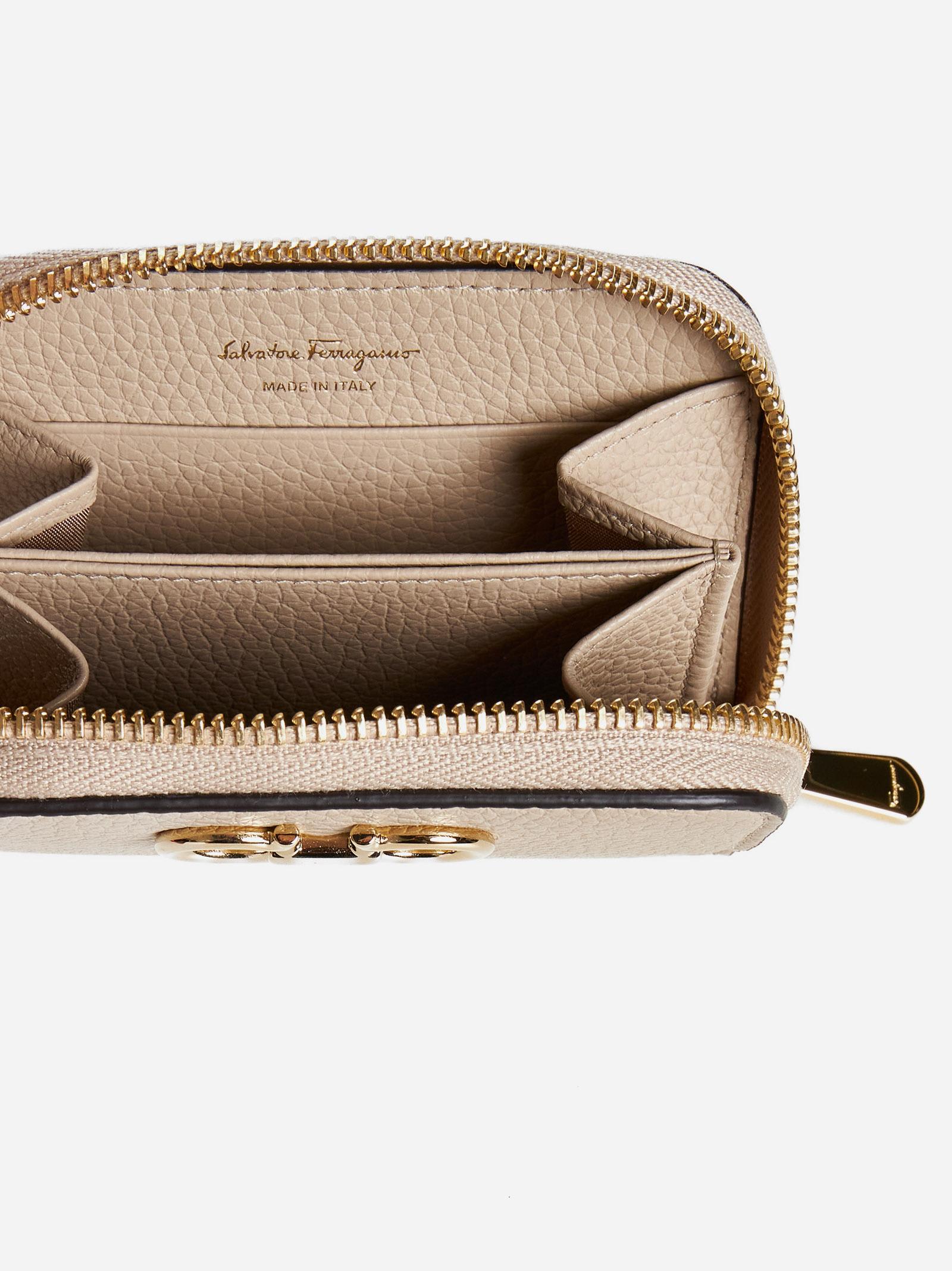 Shop Ferragamo Gancini Leather Coin Purse In Daino