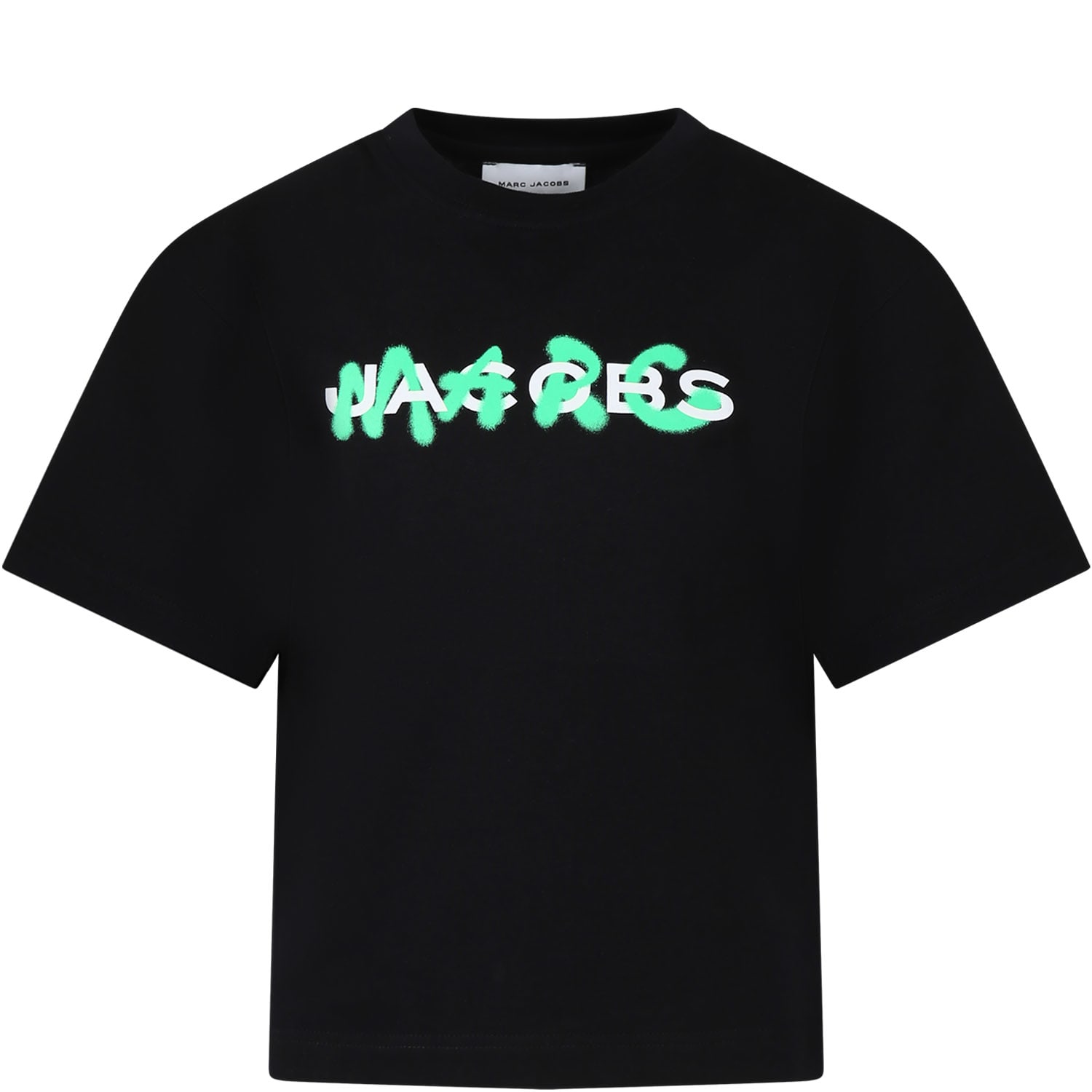 LITTLE MARC JACOBS BLACK T-SHIRT FOR KIDS WITH LOGO