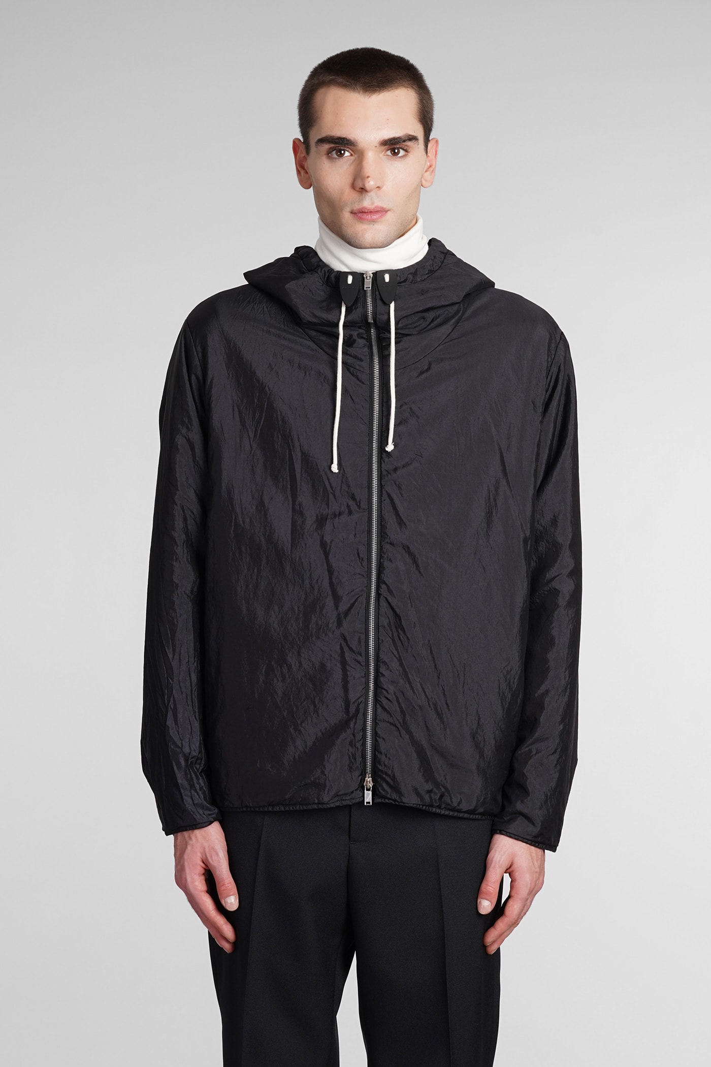 Jil Sander Lightweight Hooded Jacket In Black