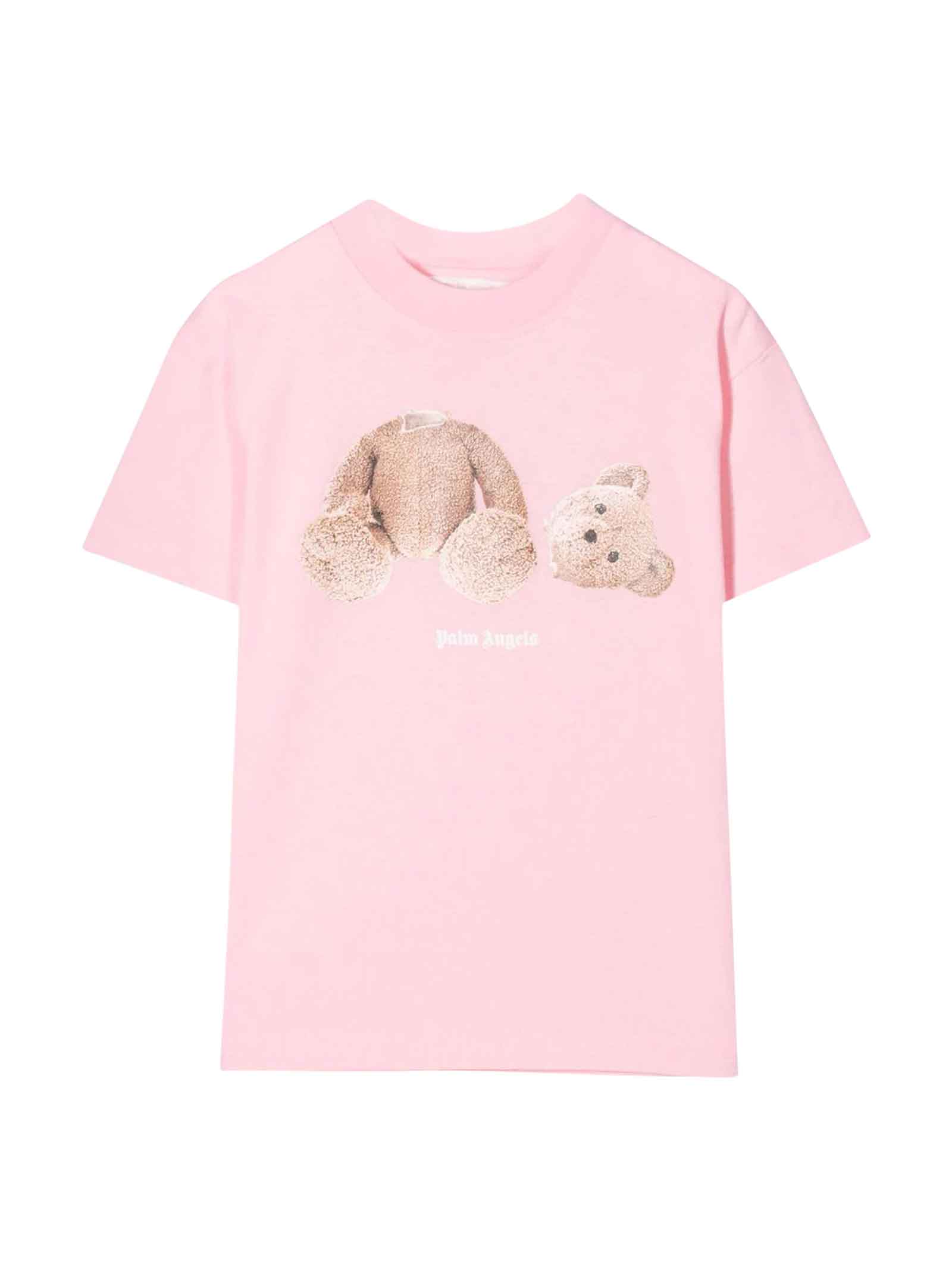 Palm Angels Pink T-shirt With Frontal Print