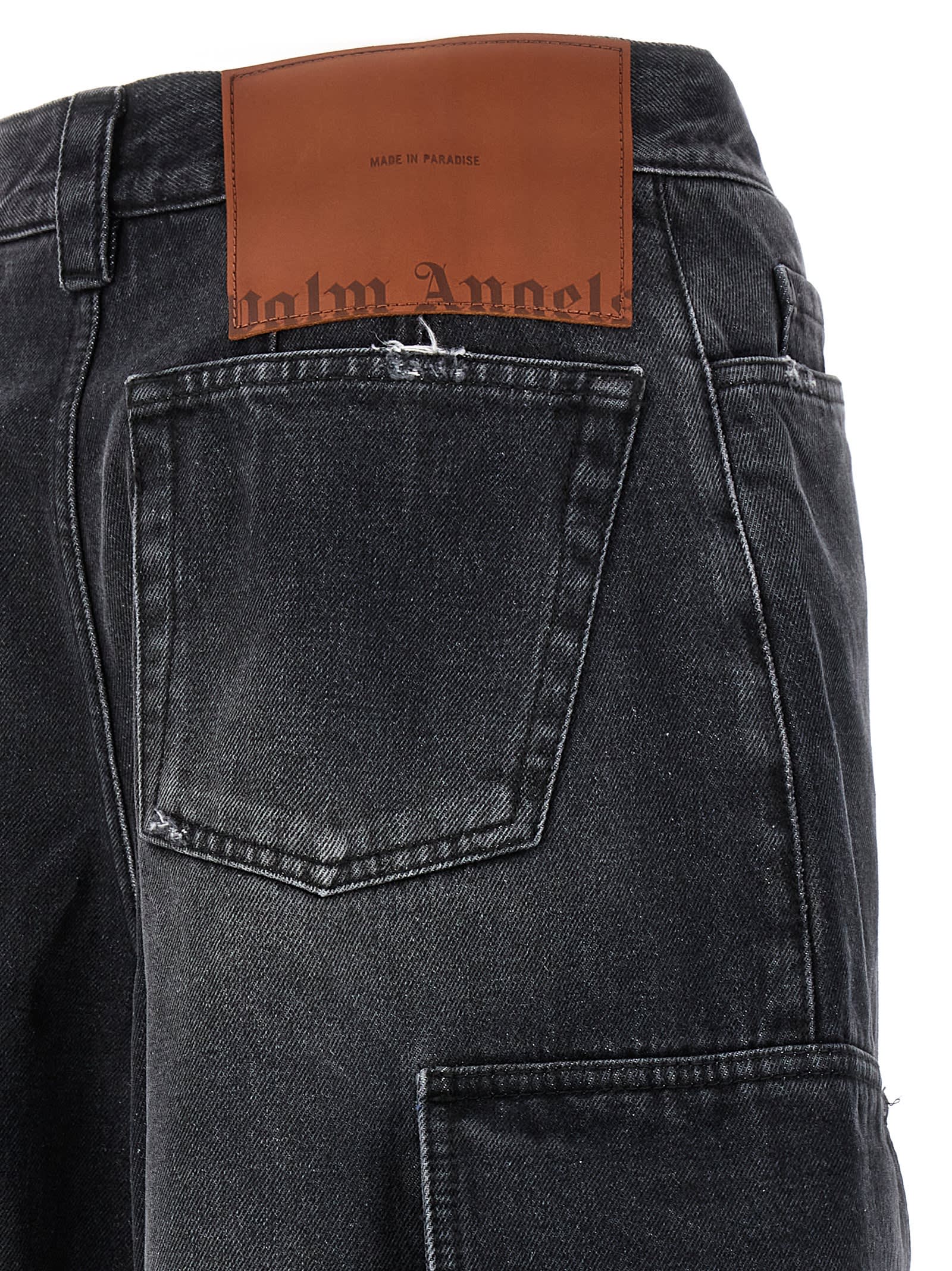 Shop Palm Angels Parachute Jeans In Black