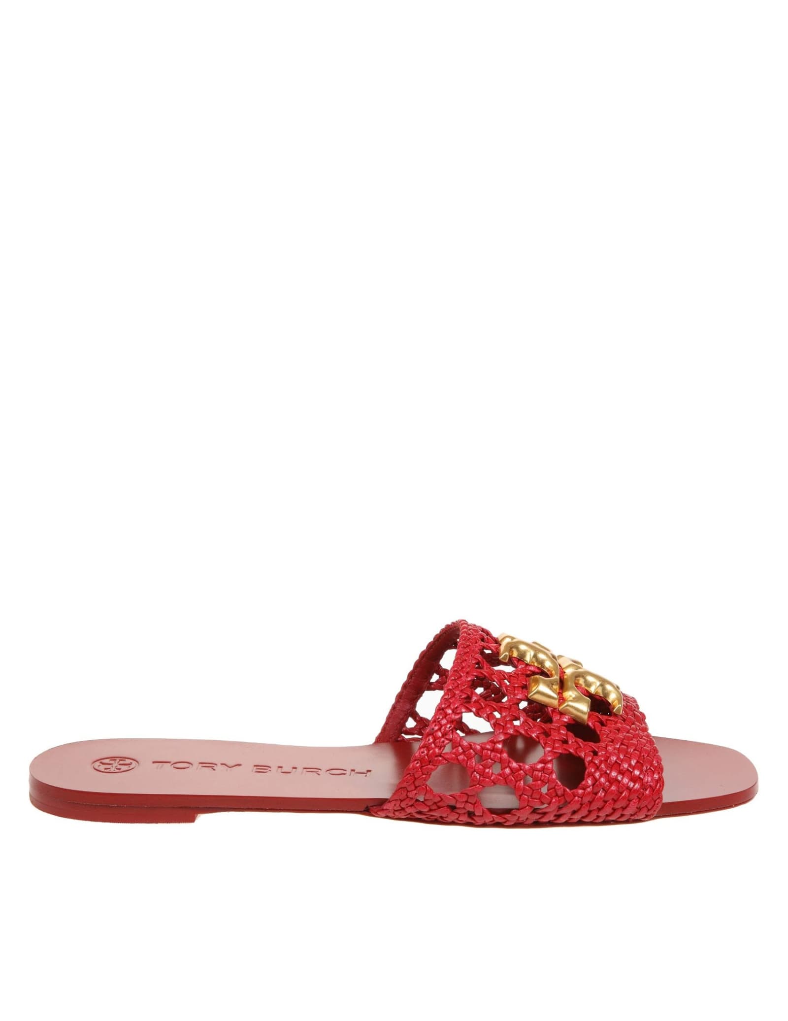 Photo of  Tory Burch Mules Eleanor In Red Woven Leather- shop Tory Burch  online sales