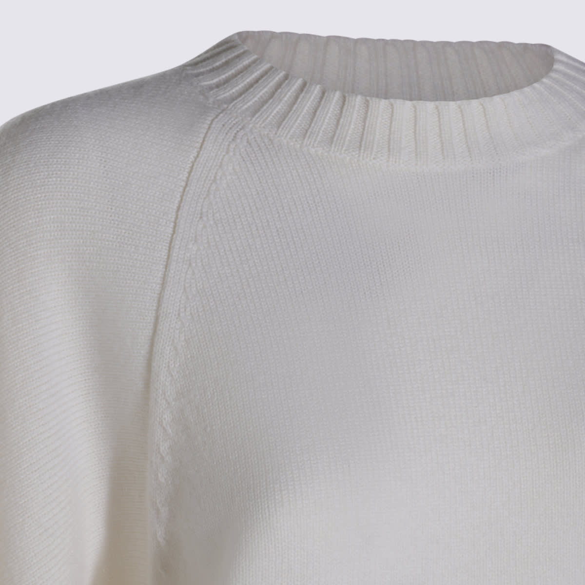 Max Mara Crossover Detail Oversized Wool And Cashmere Sweater Clothing In White
