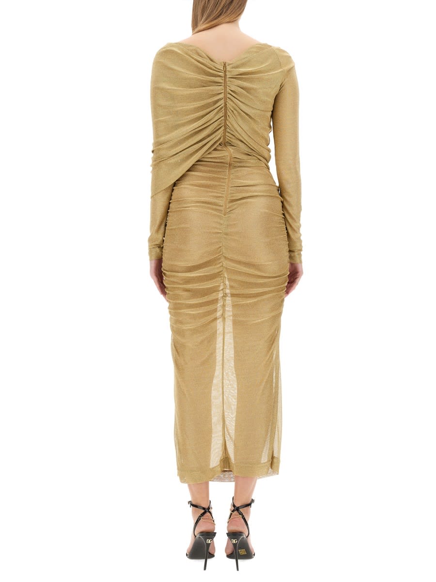 Shop Dolce & Gabbana Longuette Dress In Gold