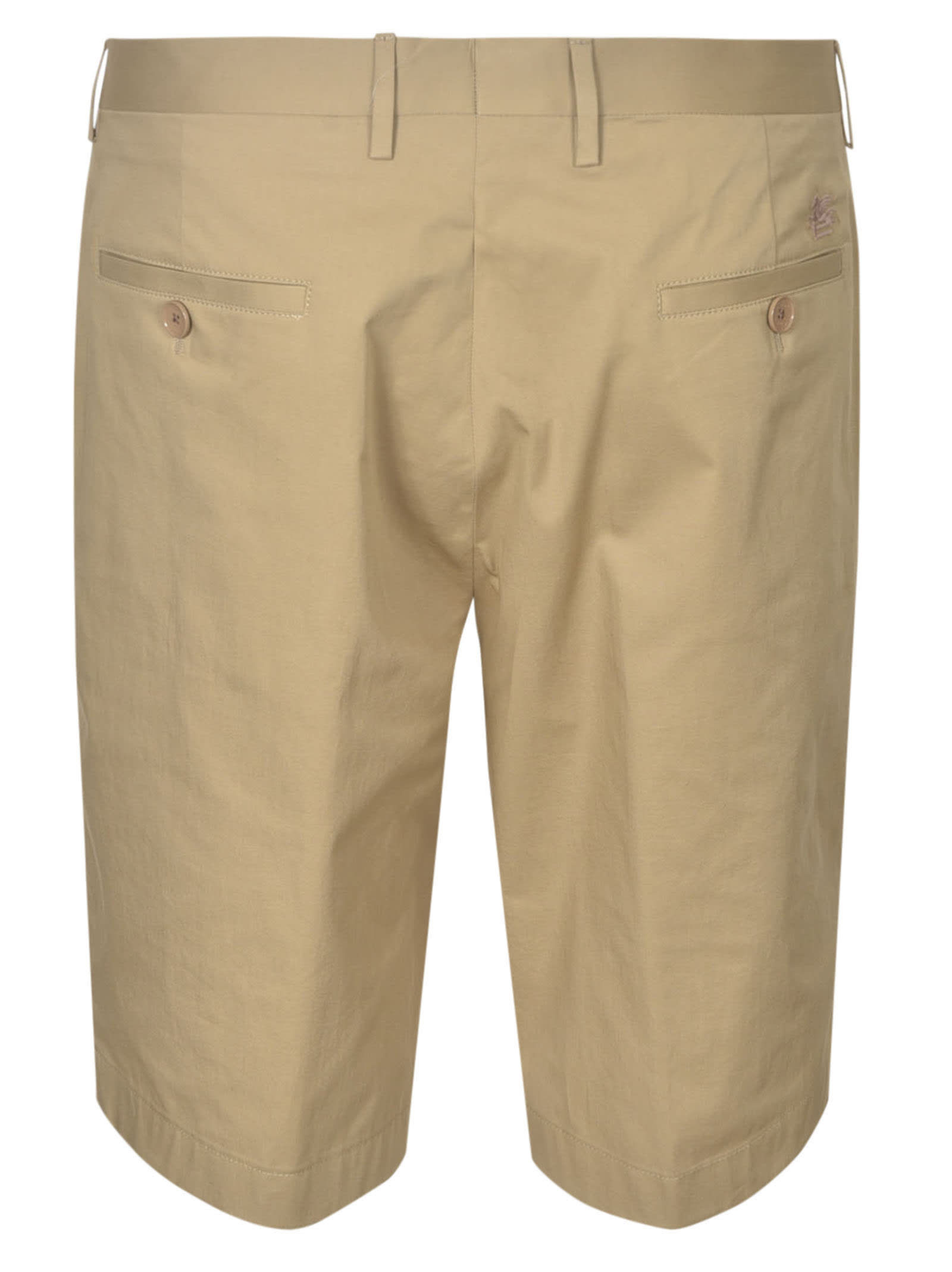 Shop Etro Regular Plain Shorts In Beige