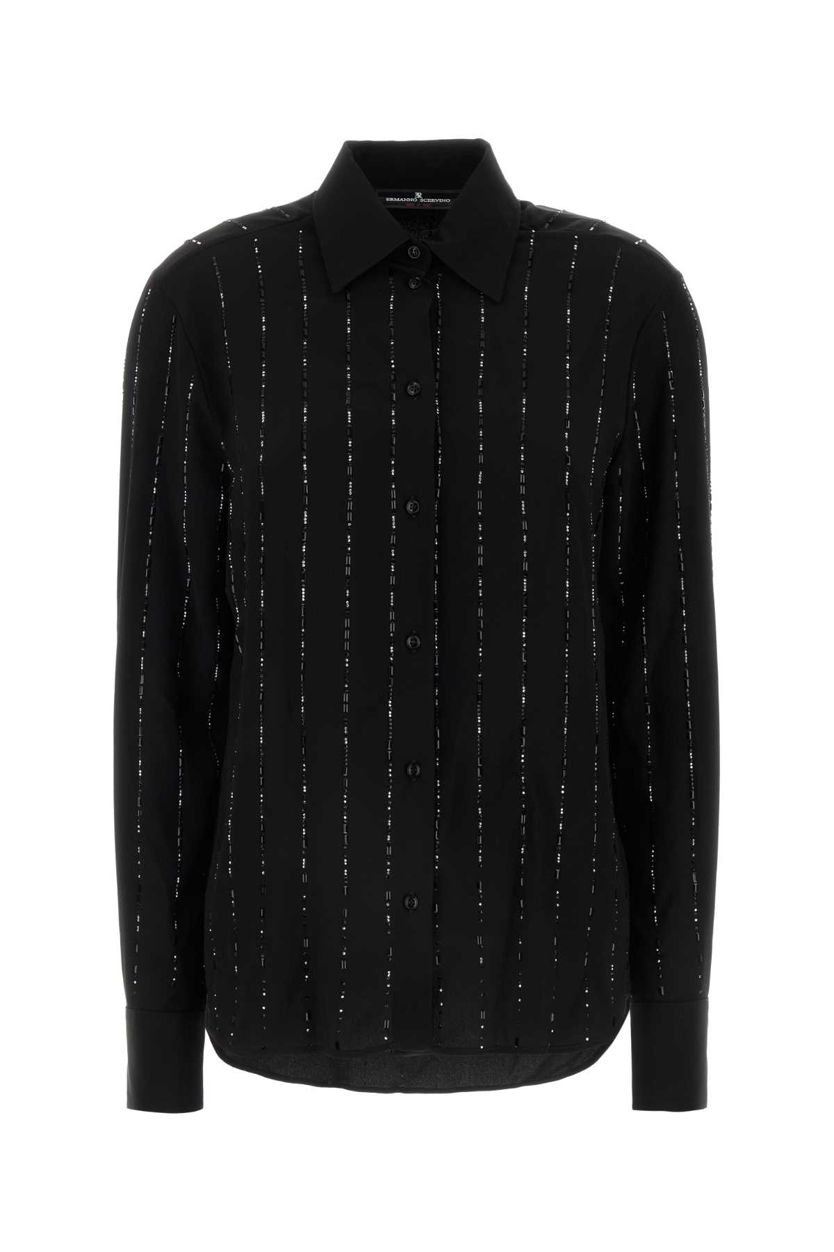 Shop Ermanno Scervino Black Silk Shirt