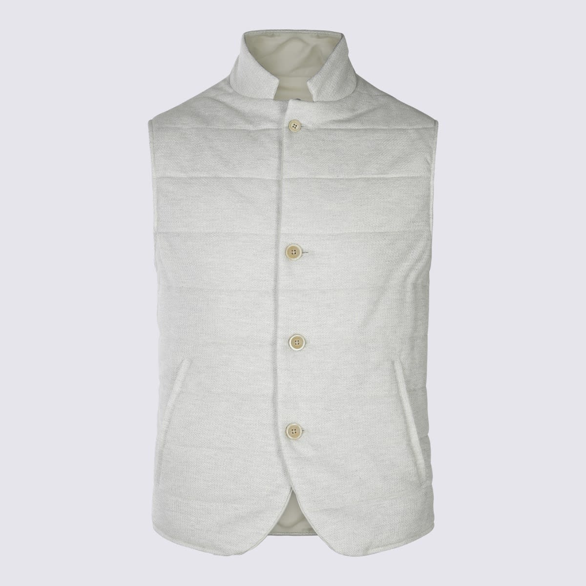 Shop Eleventy Grey Cotton And Linen Down Jacket