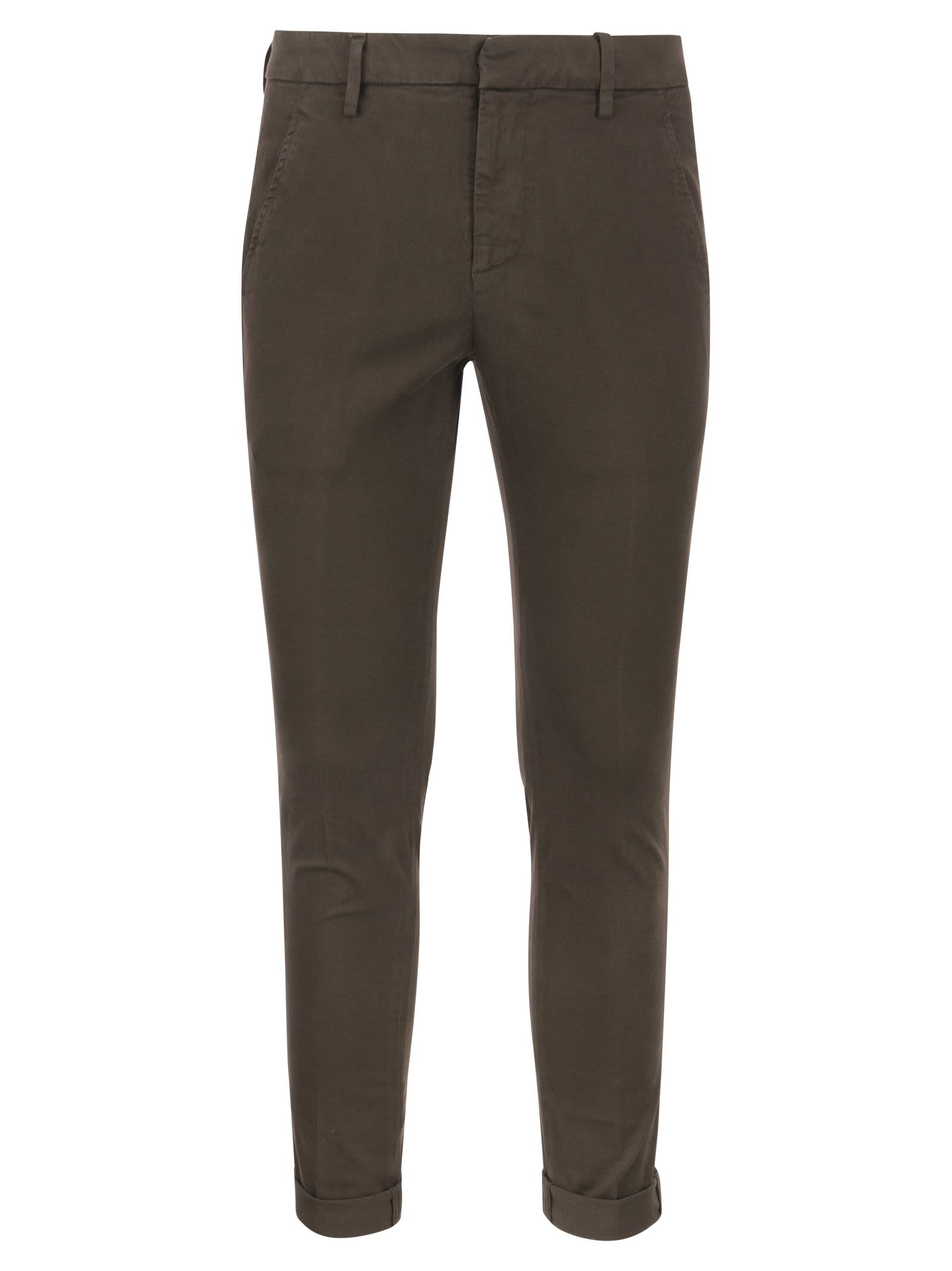 Shop Dondup Gaubert - Slim-fit Gabardine Trousers In Brown