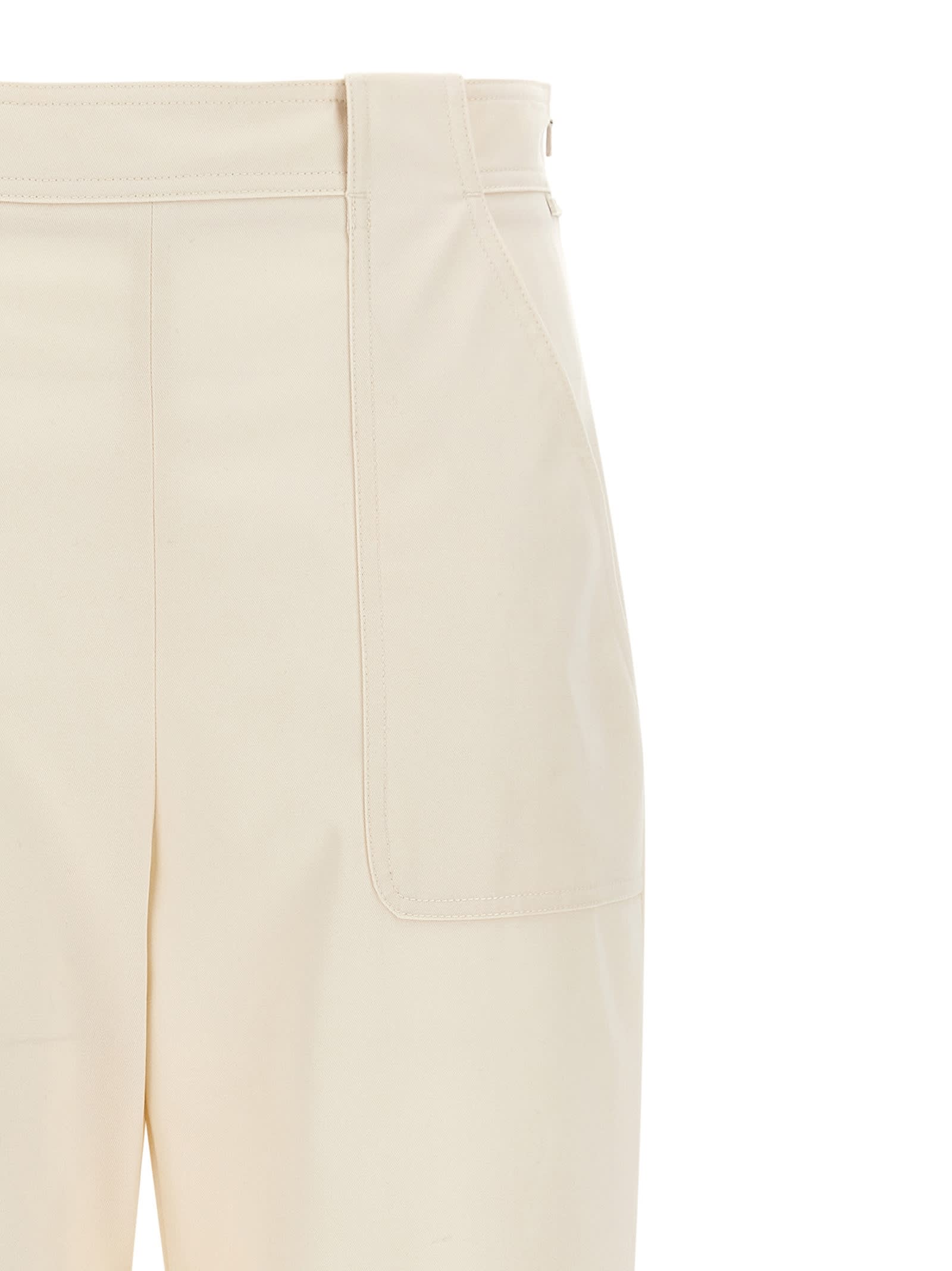 Max Mara Ivory Cotton Wide Trousers In White