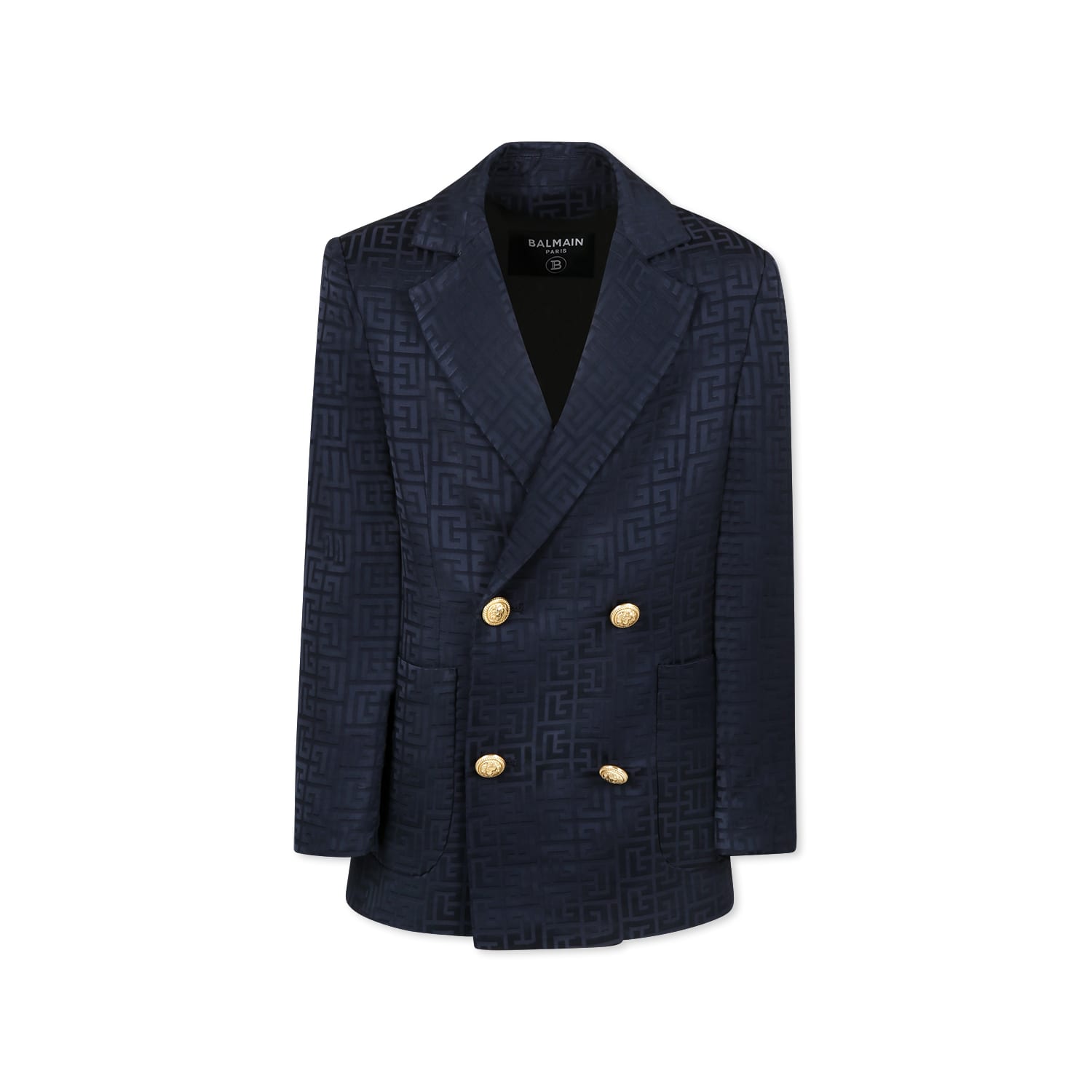BALMAIN BLUE JACKET FOR BOY WITH LABYRINTH