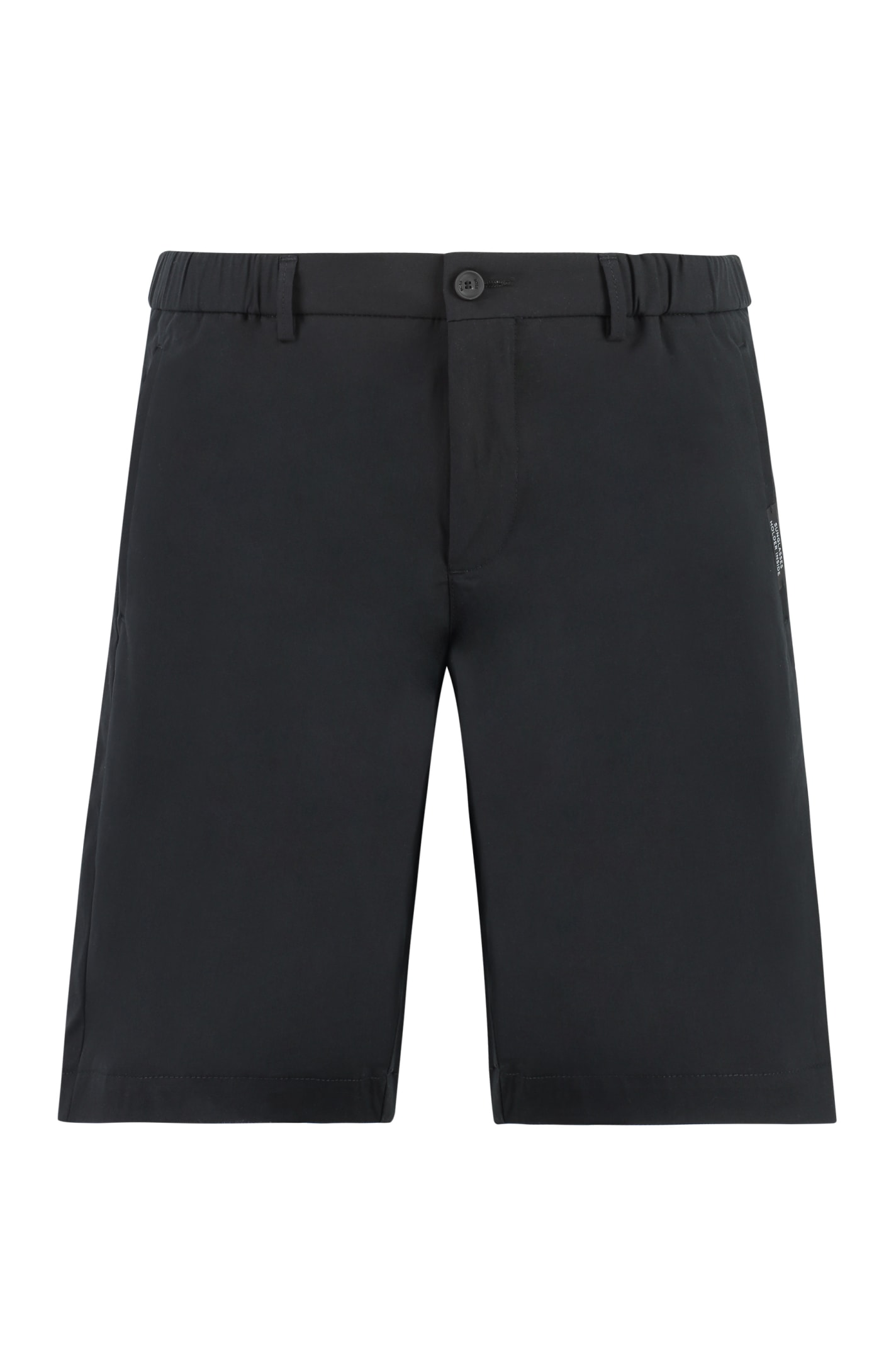 Shop Hugo Boss Cotton Blend Bermuda Shorts In Black