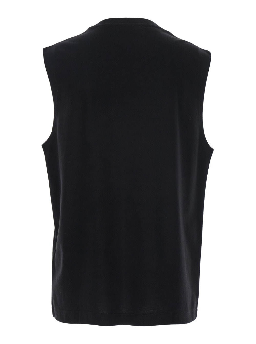 Balmain Black Crewneck Sleeveless Top With Logo Lettering Embroidery On The Front In Cotton Man