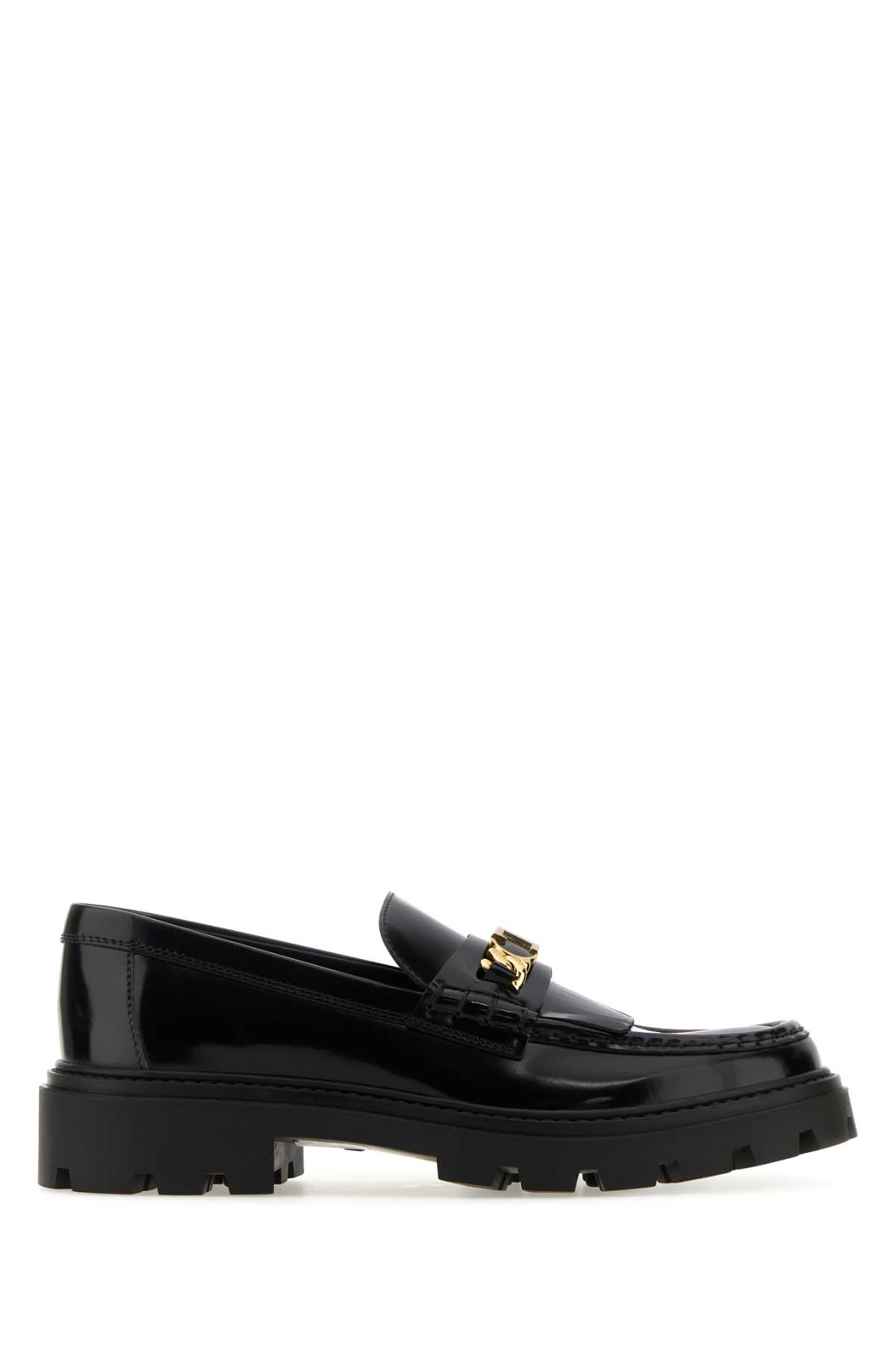 Shop Tod's Black Leather Loafers In Nero