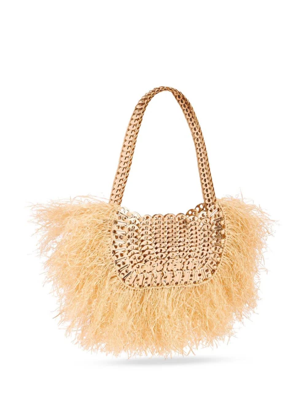 Shop Rabanne Iconic 1969 Natural Wove Raffia Bag In Natural / Light Gold