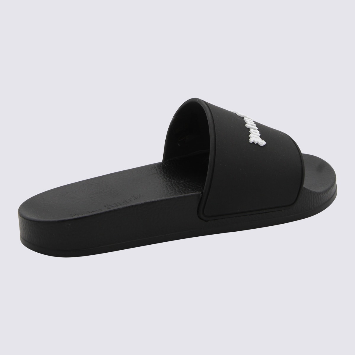 Shop Palm Angels Black And White Rubber Slides