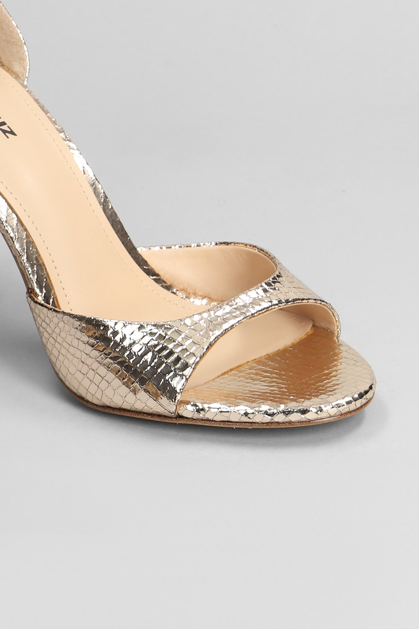 Shop Lola Cruz Kumala 95 Sandals In Platinum Leather