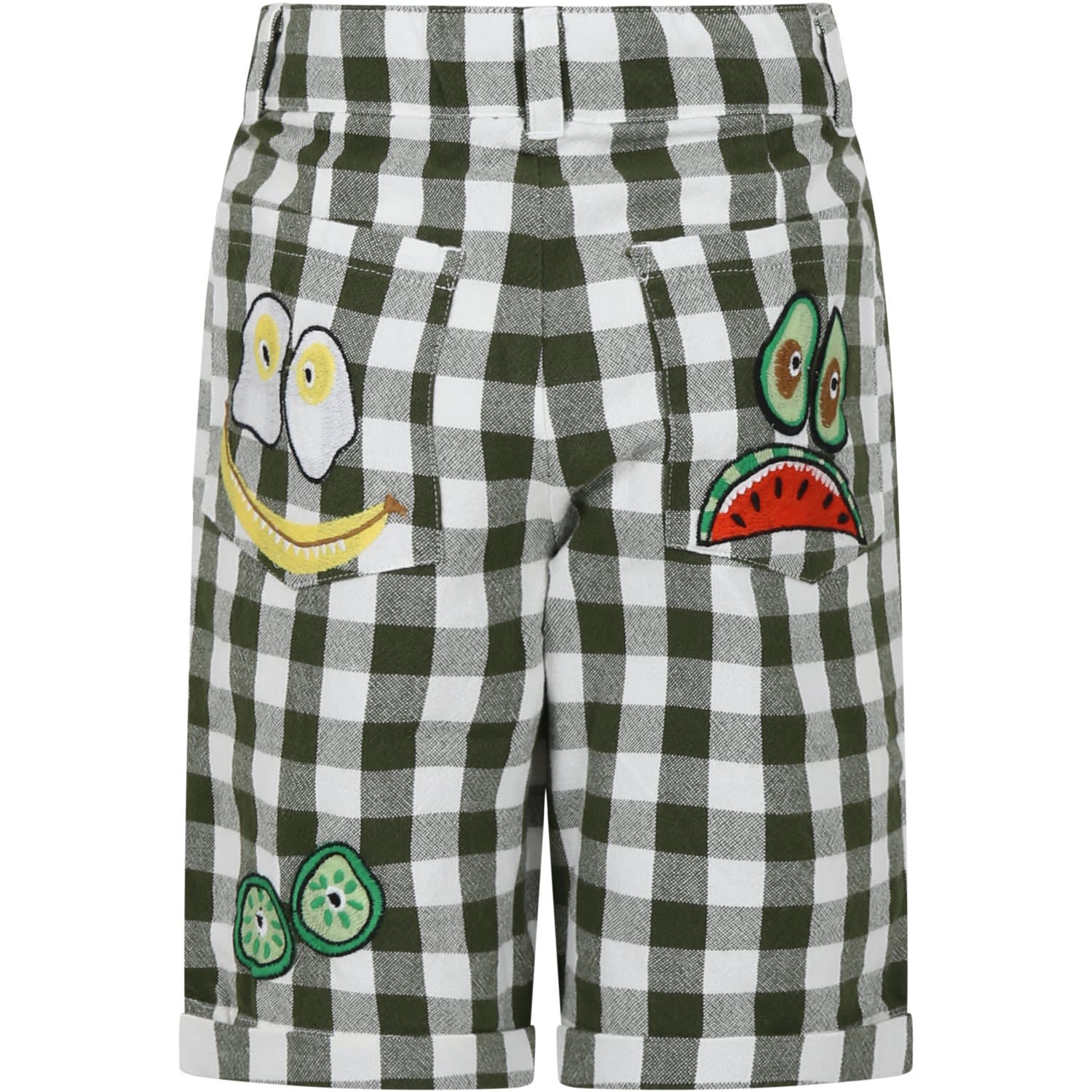 Shop Stella Mccartney Green Shorts For Boy With All-over Pattern