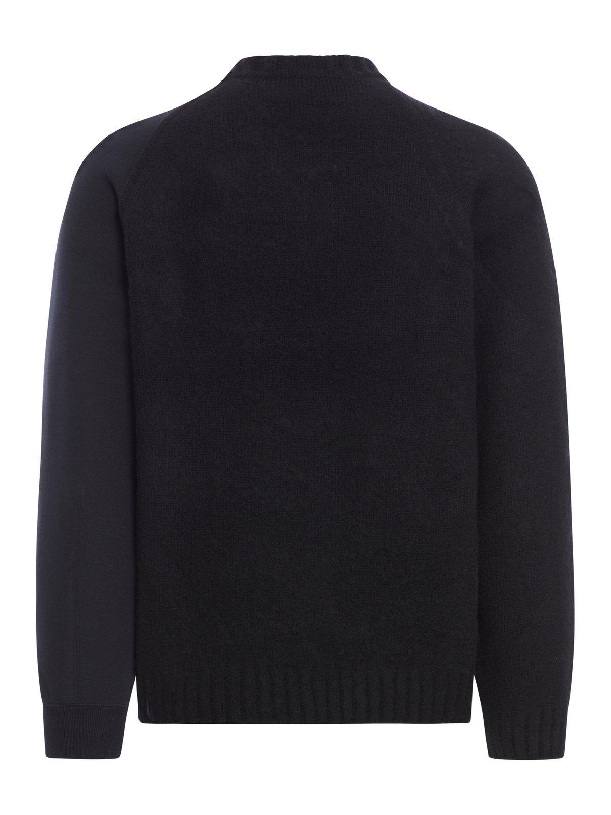 Shop Sacai Panelled Crewneck Sweatshirt In Black