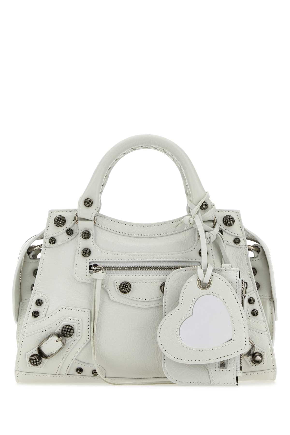 Shop Balenciaga White Nappa Leather Neo Cagole Xs Handbag In Opticwhite