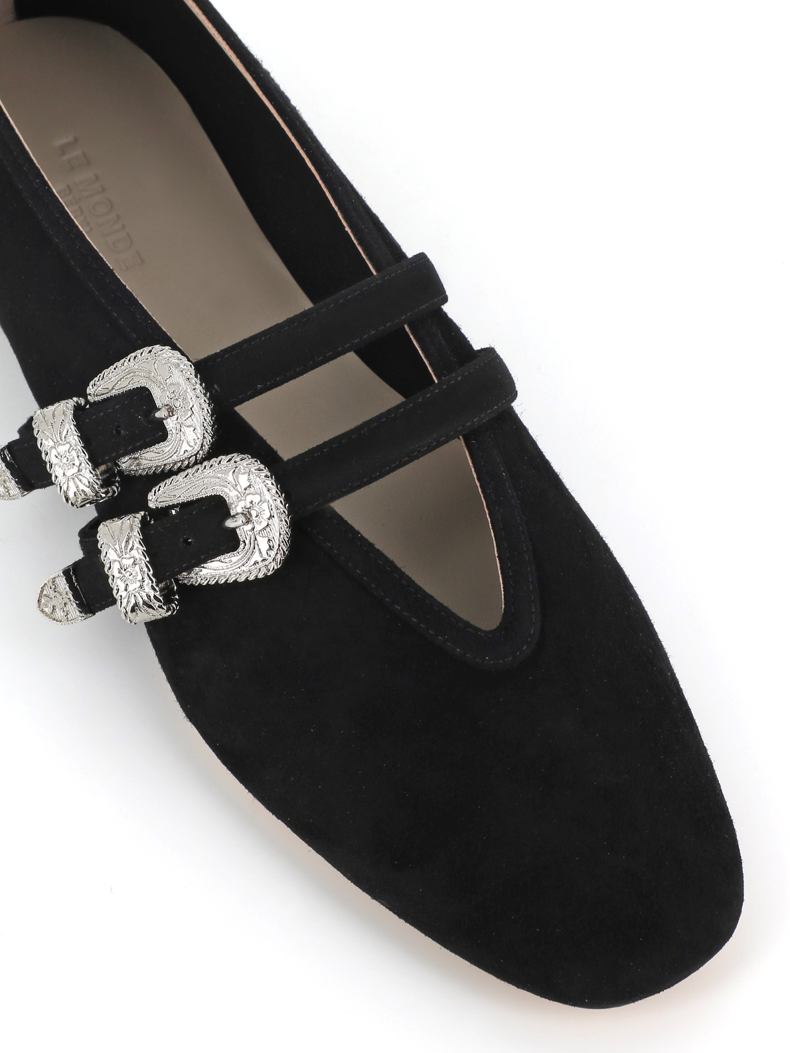 Le Monde Beryl Womens Black Claudia Double-strap Suede Ballet Courts In Black