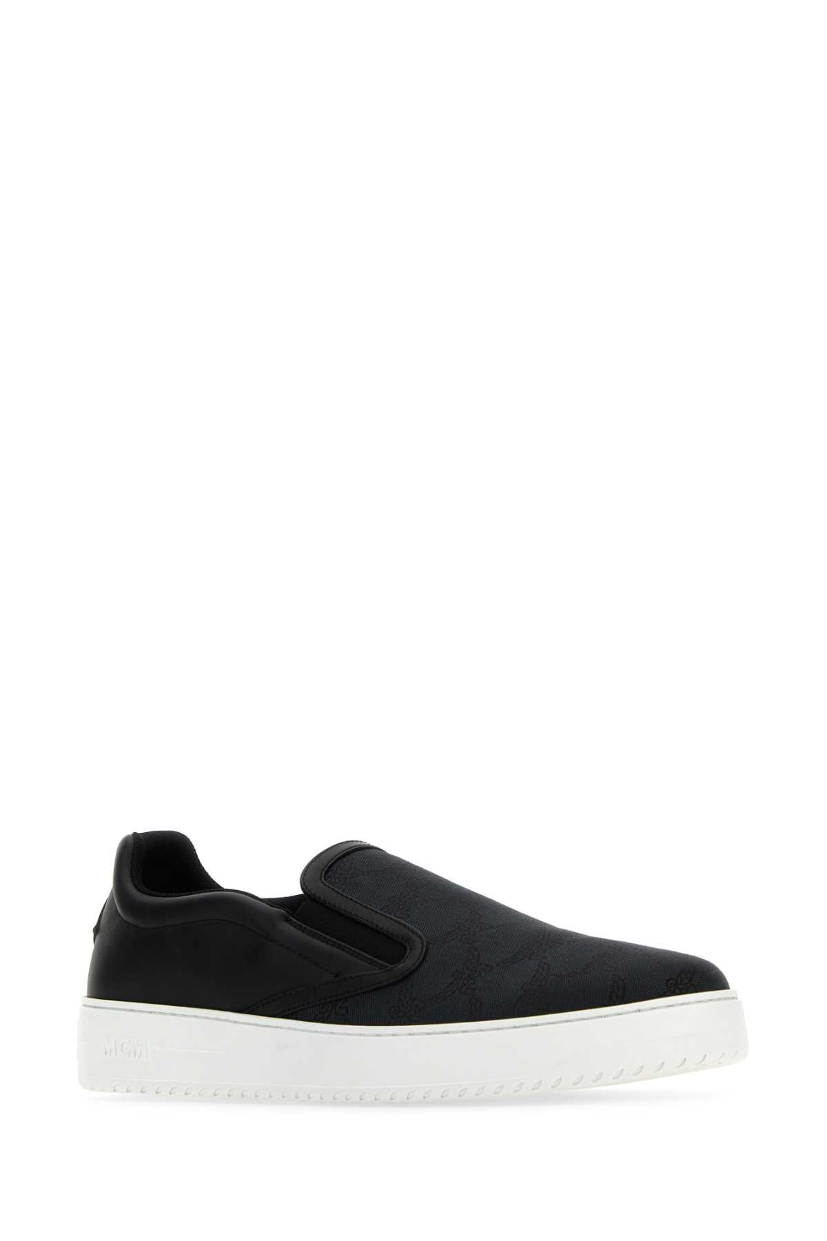 Shop Mcm Black Canvas And Leather Neo Terrain Slip Ons In Darkgrey