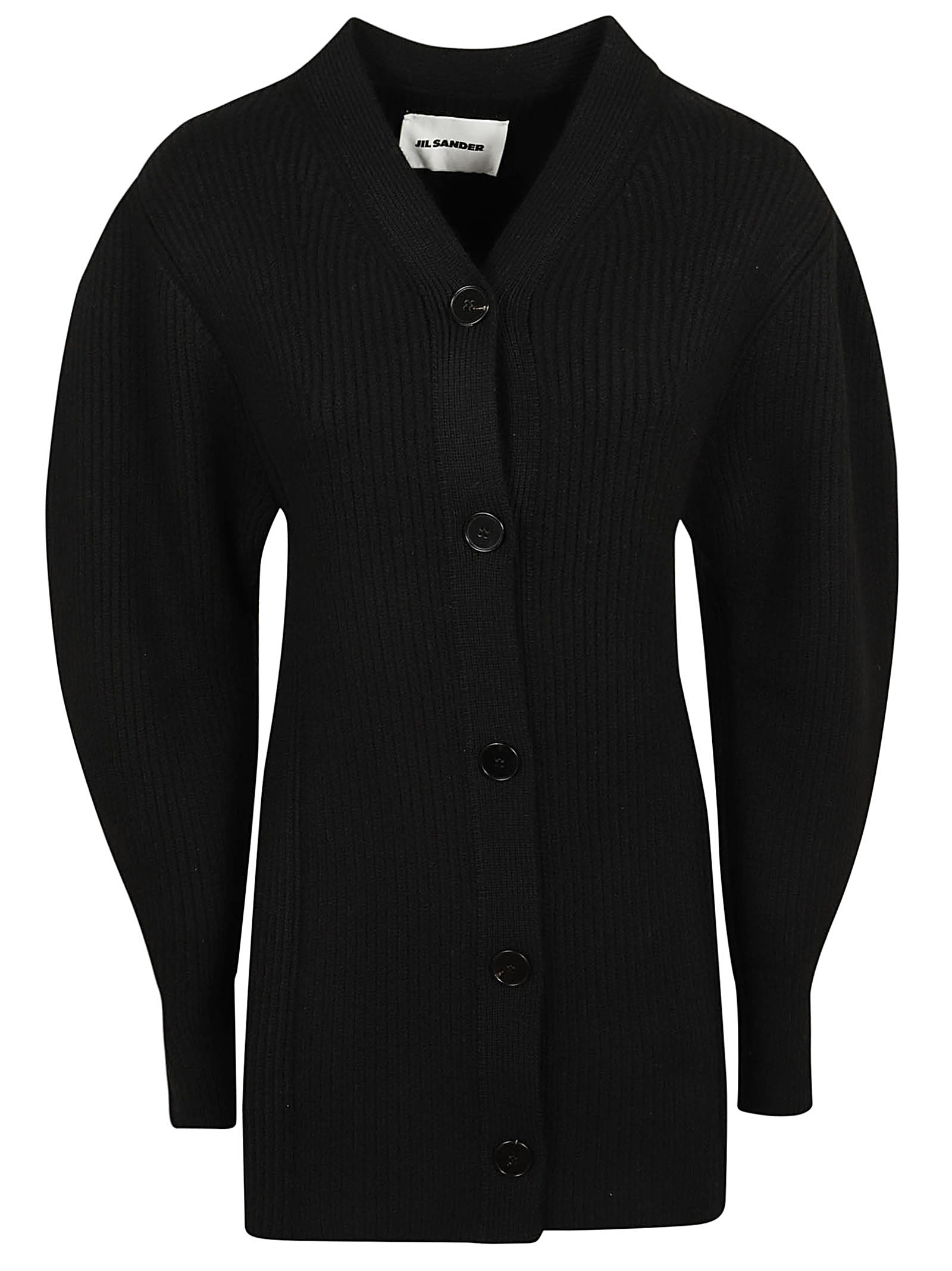 Shop Jil Sander Ls Vn Long Cardigan In Black