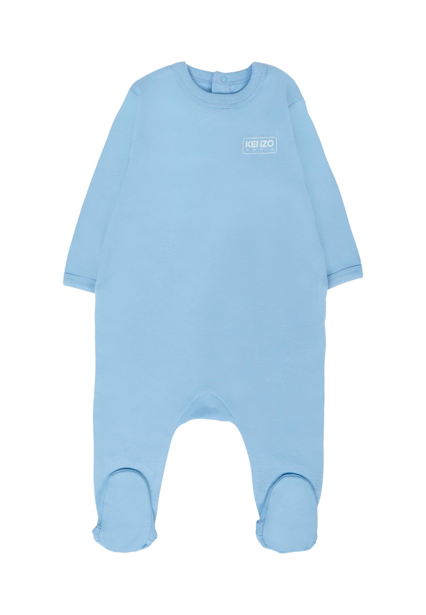 Kenzo Light Blue Babygrow Set For Baby Boy With Geometric Pattern In Blue