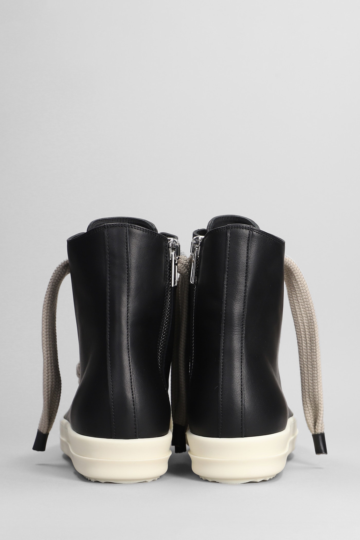 Shop Rick Owens Jumbolaced Sneakers Sneakers In Black Leather In Black/pearl/milk/milk